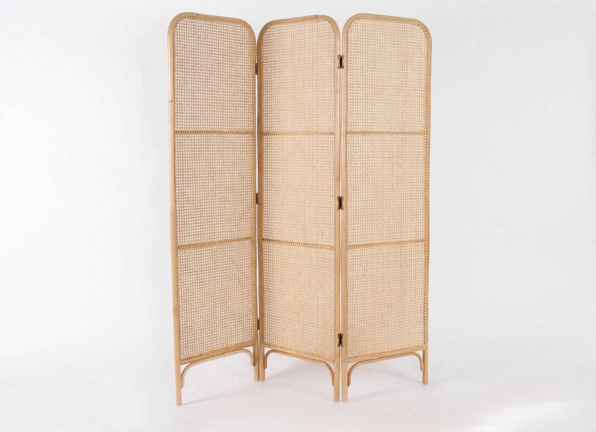 Handcrafted Rattan Room Divider – Natural Wood Folding Screen for Stylish Privacy