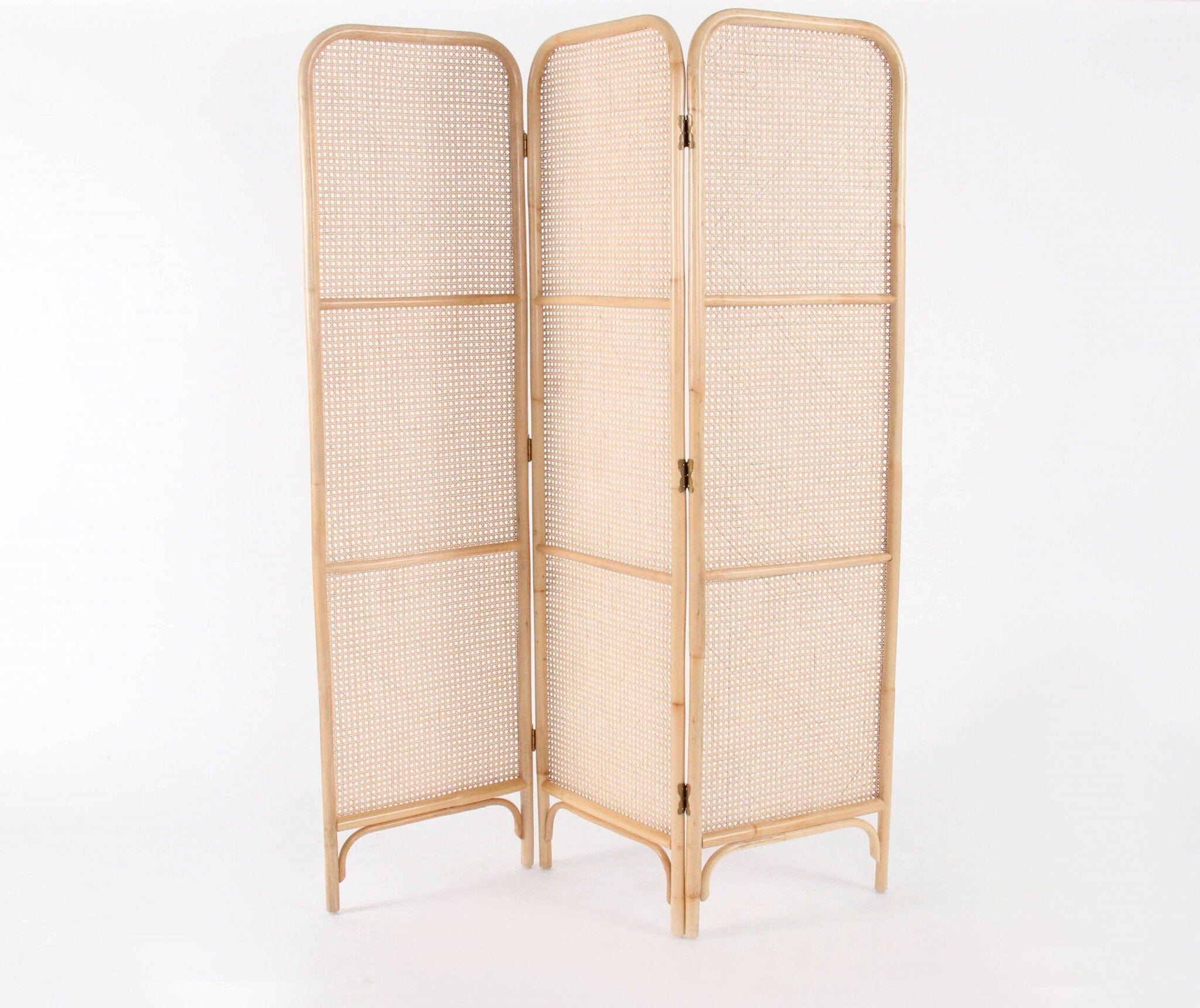 Handcrafted Rattan Room Divider – Natural Wood Folding Screen for Stylish Privacy