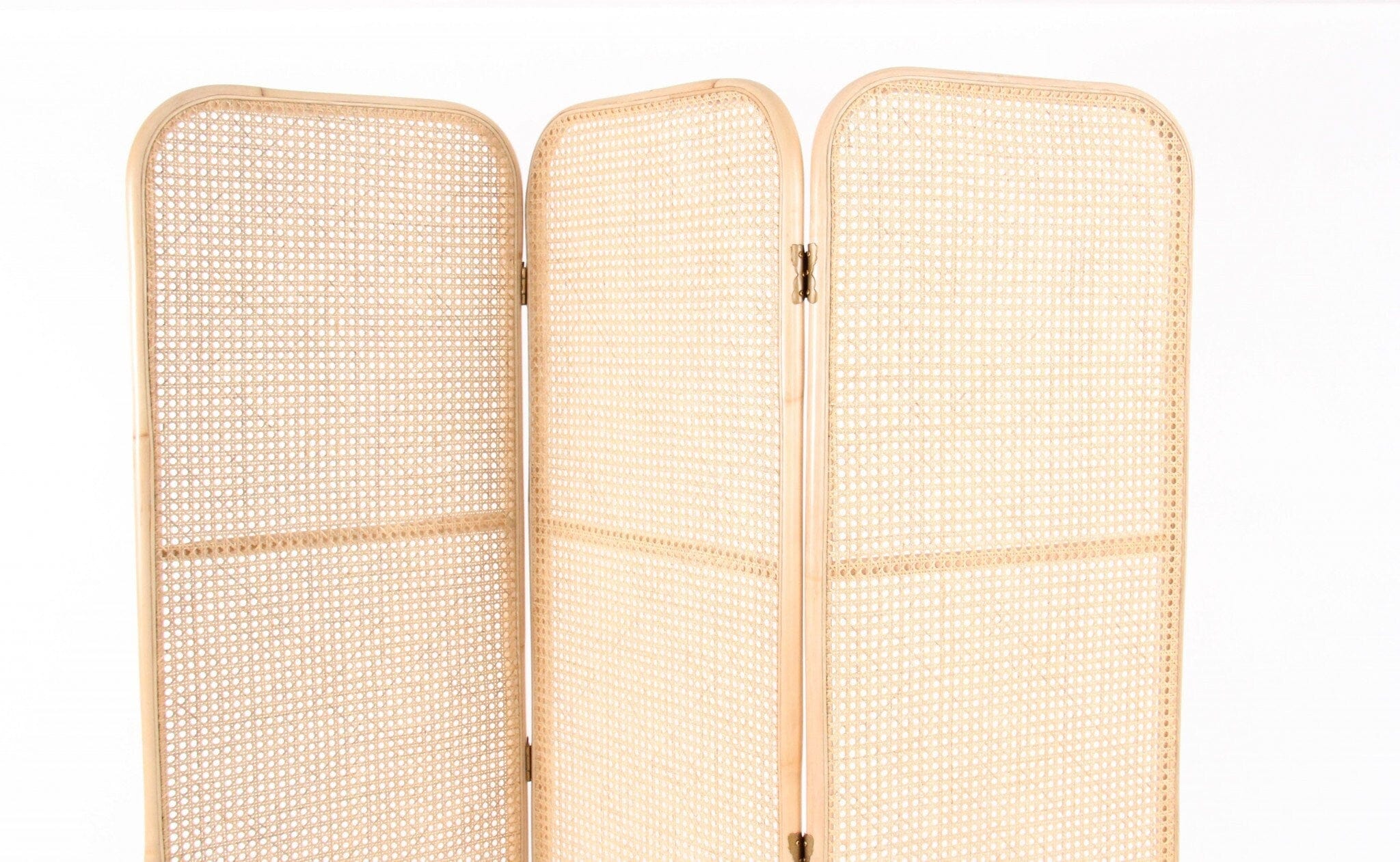 Handcrafted Rattan Room Divider – Natural Wood Folding Screen for Stylish Privacy