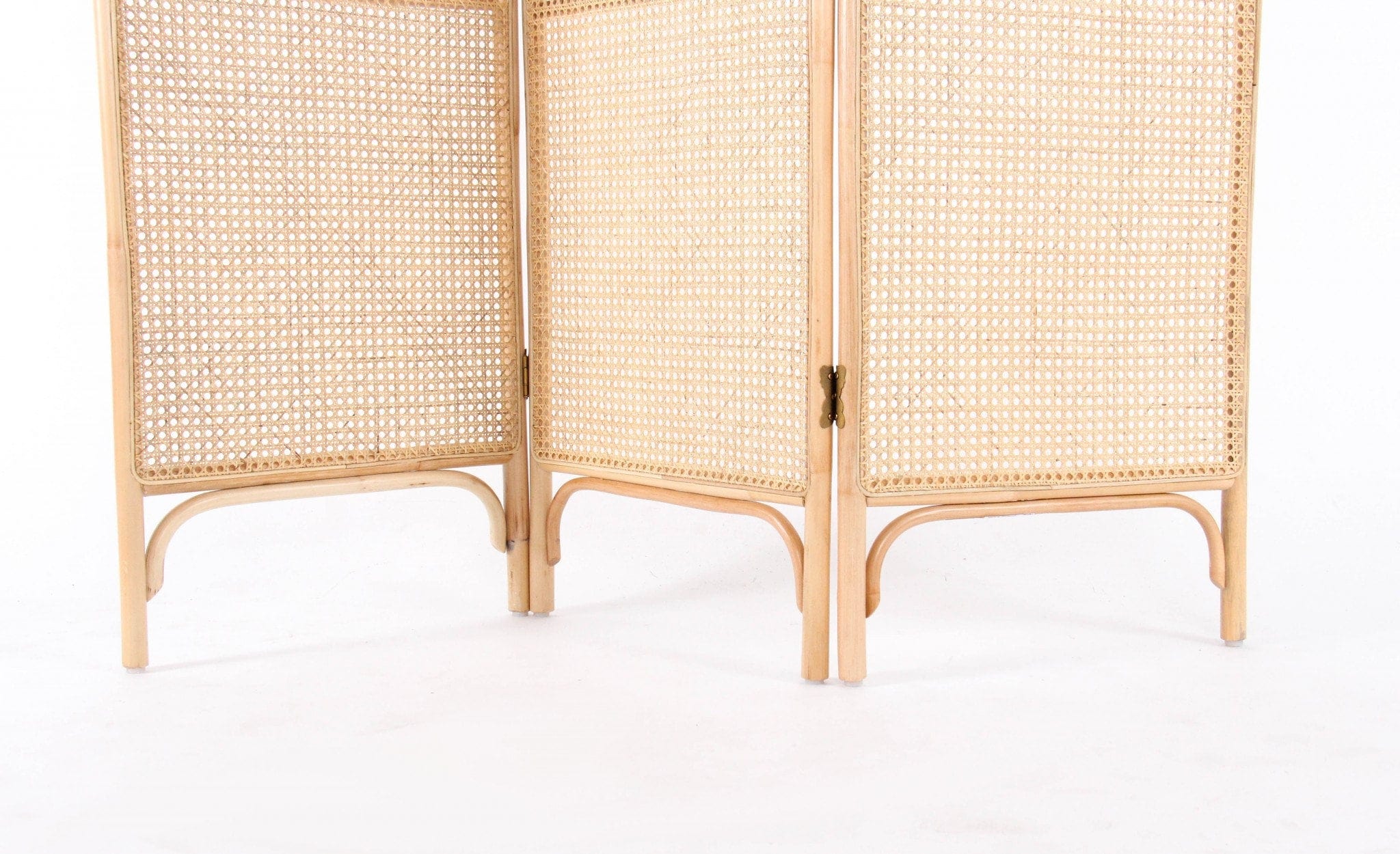 Handcrafted Rattan Room Divider – Natural Wood Folding Screen for Stylish Privacy