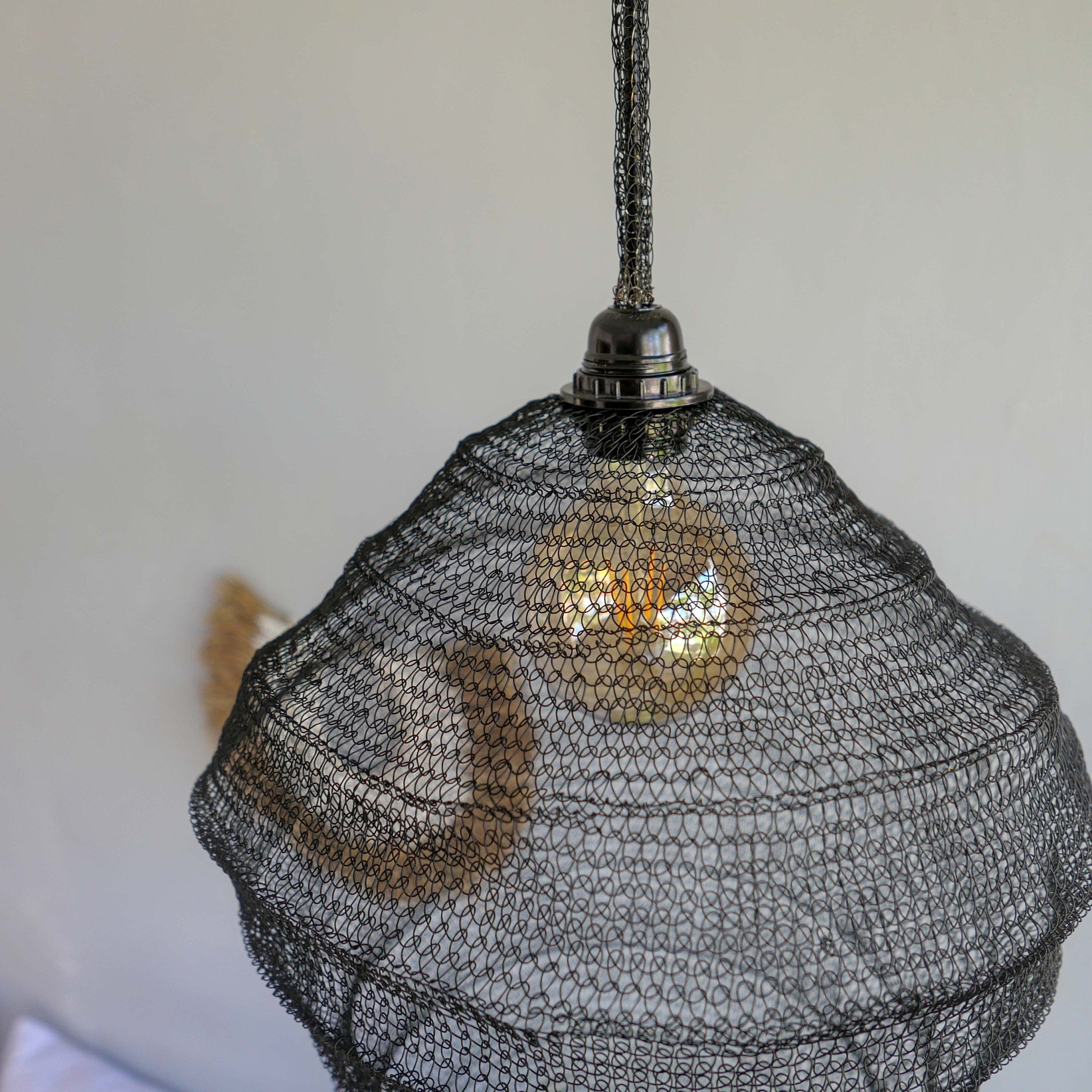 Handcrafted Sumba Metal Wire Pendant Lampshade | Boho and Modern Home Decor