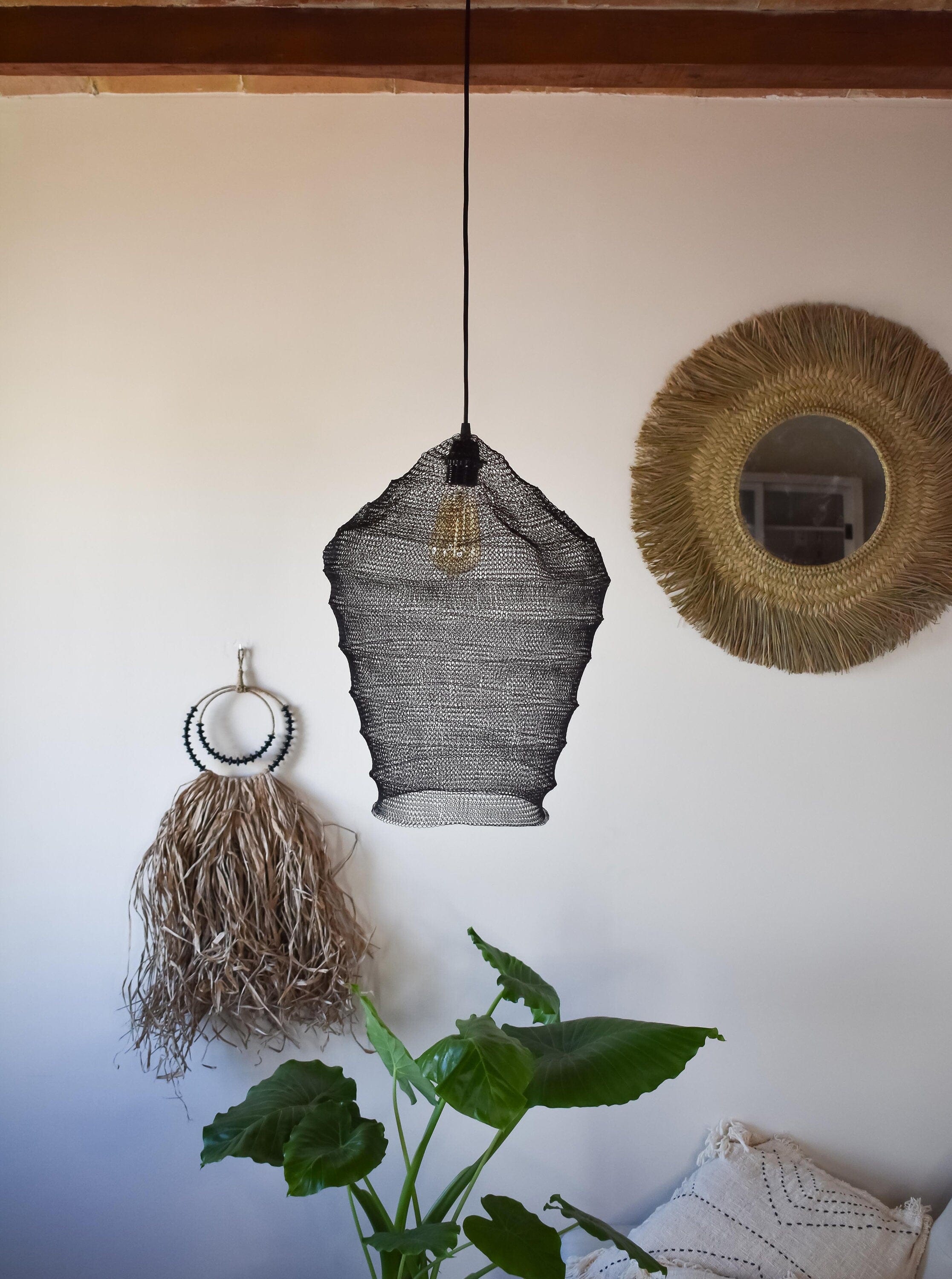 Handcrafted Sumba Metal Wire Pendant Lampshade | Boho and Modern Home Decor