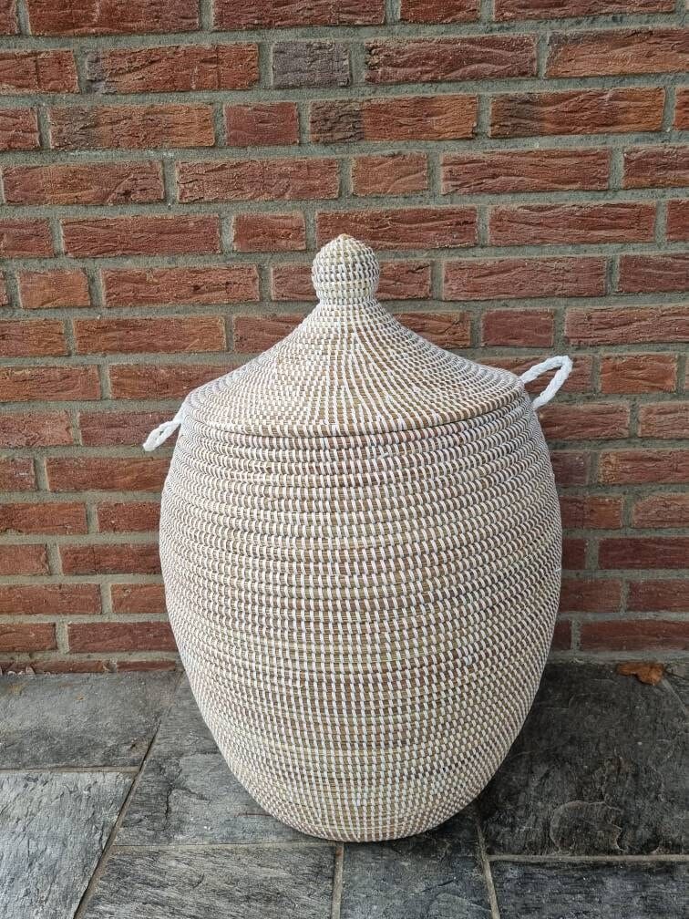 Handmade African Fairtrade Seagrass Basket - Versatile Home Storage and Decor Solution - 64cm Height