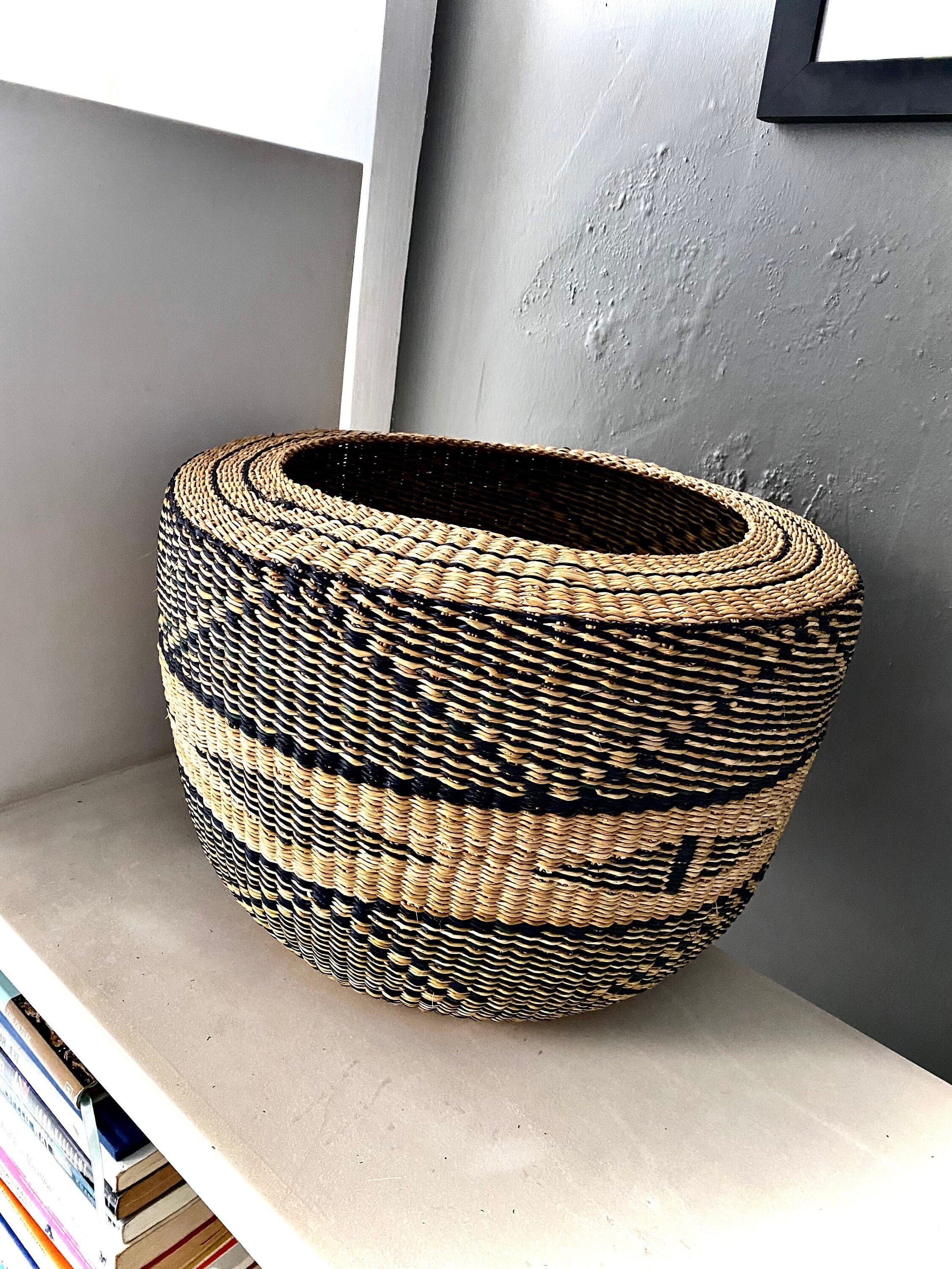 Handmade African Woven Basket – Natural Decor for Home and Plants