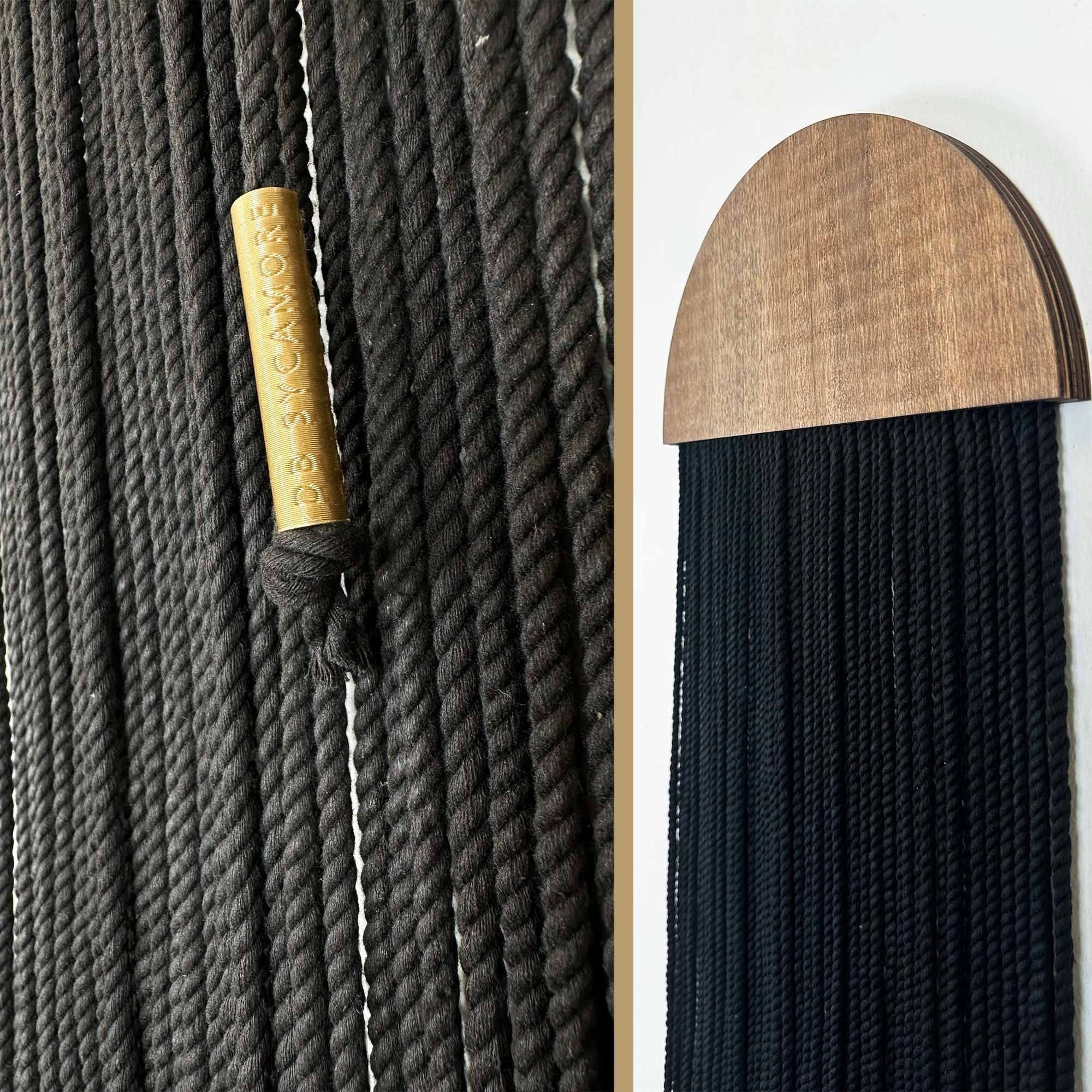 Handmade Black Acoustic Fiber Art Panels | Sound Absorbing Wall Decor | Set of Two