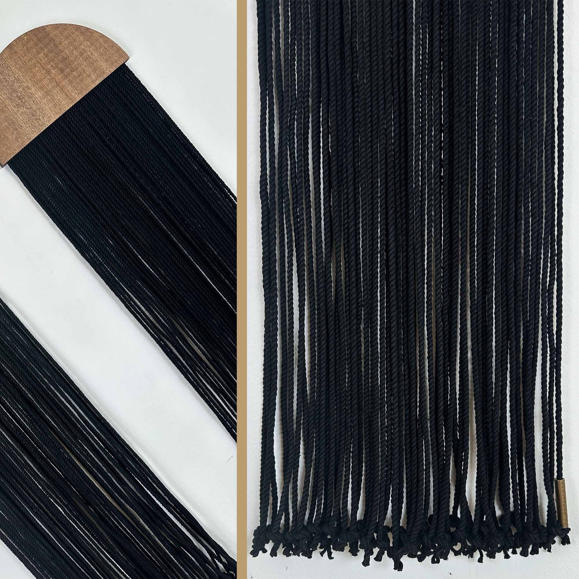 Handmade Black Acoustic Fiber Art Panels | Sound Absorbing Wall Decor | Set of Two