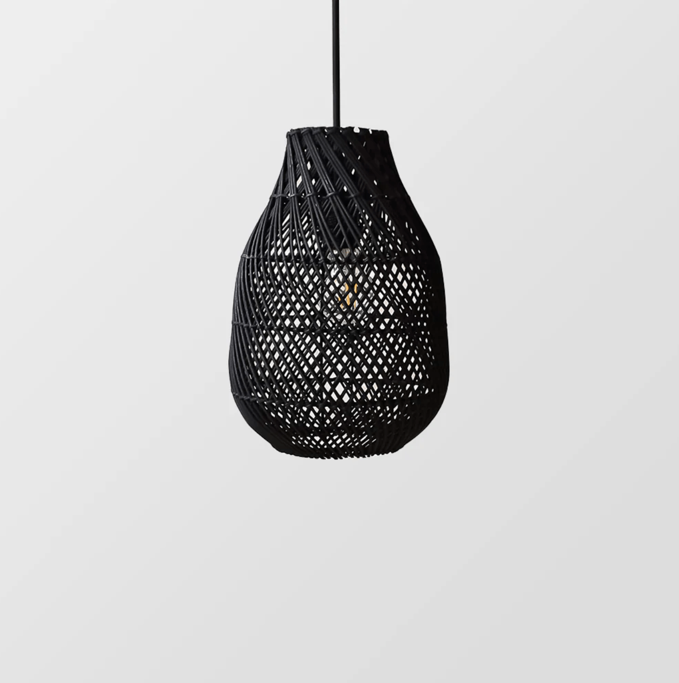 Handmade Black Rattan Pendant Lamp Shade - Versatile Boho Lighting Fixture