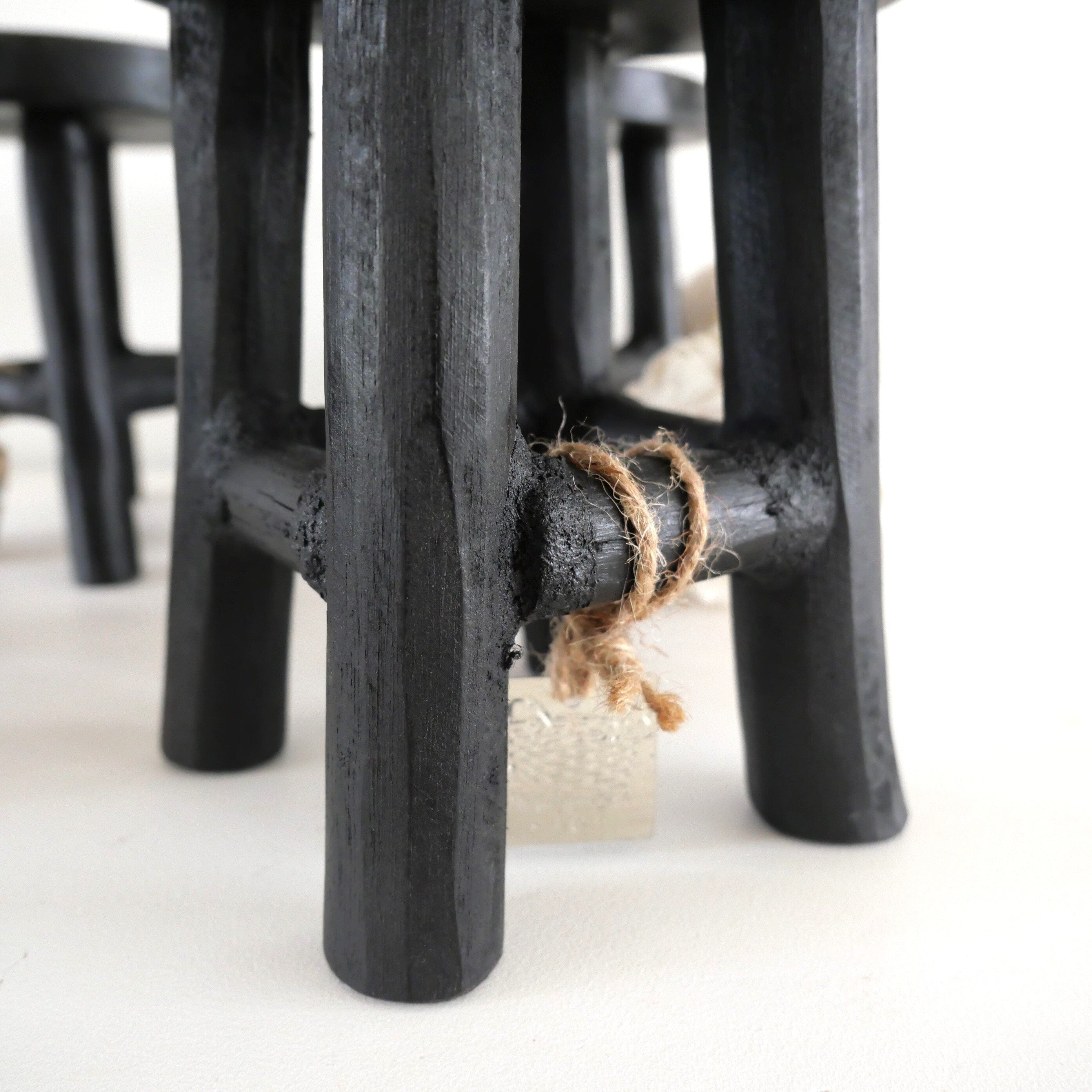 Handmade Black Wooden XS Stool – Perfect for Kitchen, Bathroom, or Display