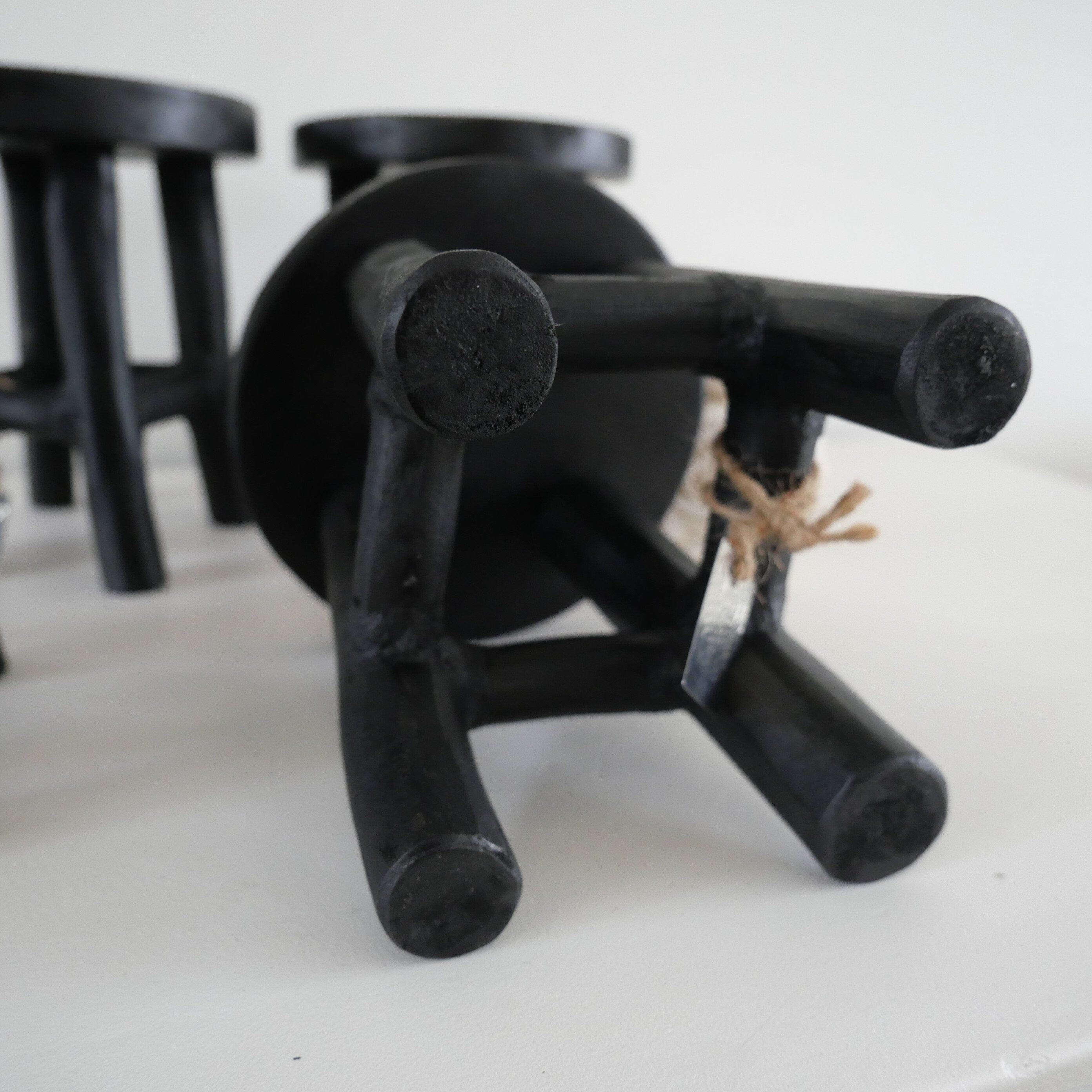 Handmade Black Wooden XS Stool – Perfect for Kitchen, Bathroom, or Display