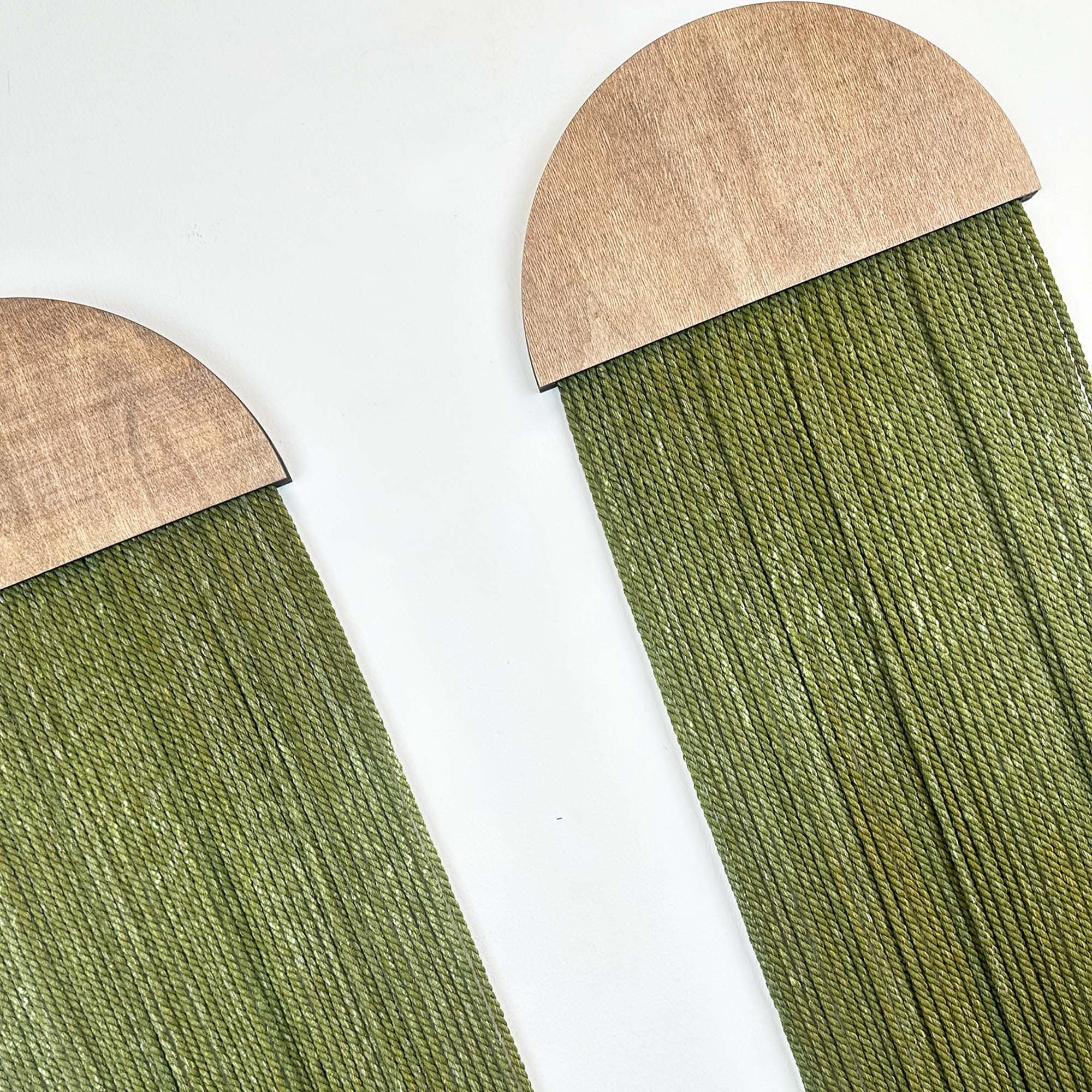 Handmade Boho Green Acoustic Wall Art | Sound Absorbing Fiber Panels | Modern Macrame Decor | Set of Two