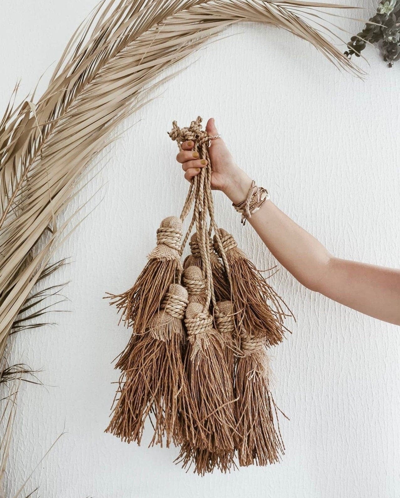 Handmade Boho Wall Tassels - Natural Decorative Wall Hanging, Bohemian Home Decor 2 Tassels