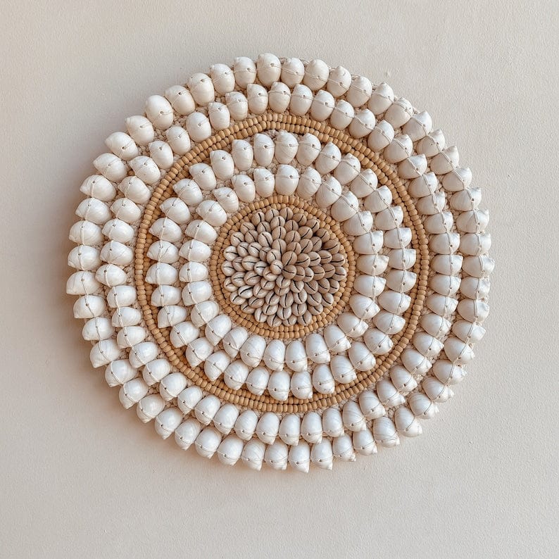 Handmade Boho Wood Beads and Shells Wall Hanging - Unique Wall Decoration