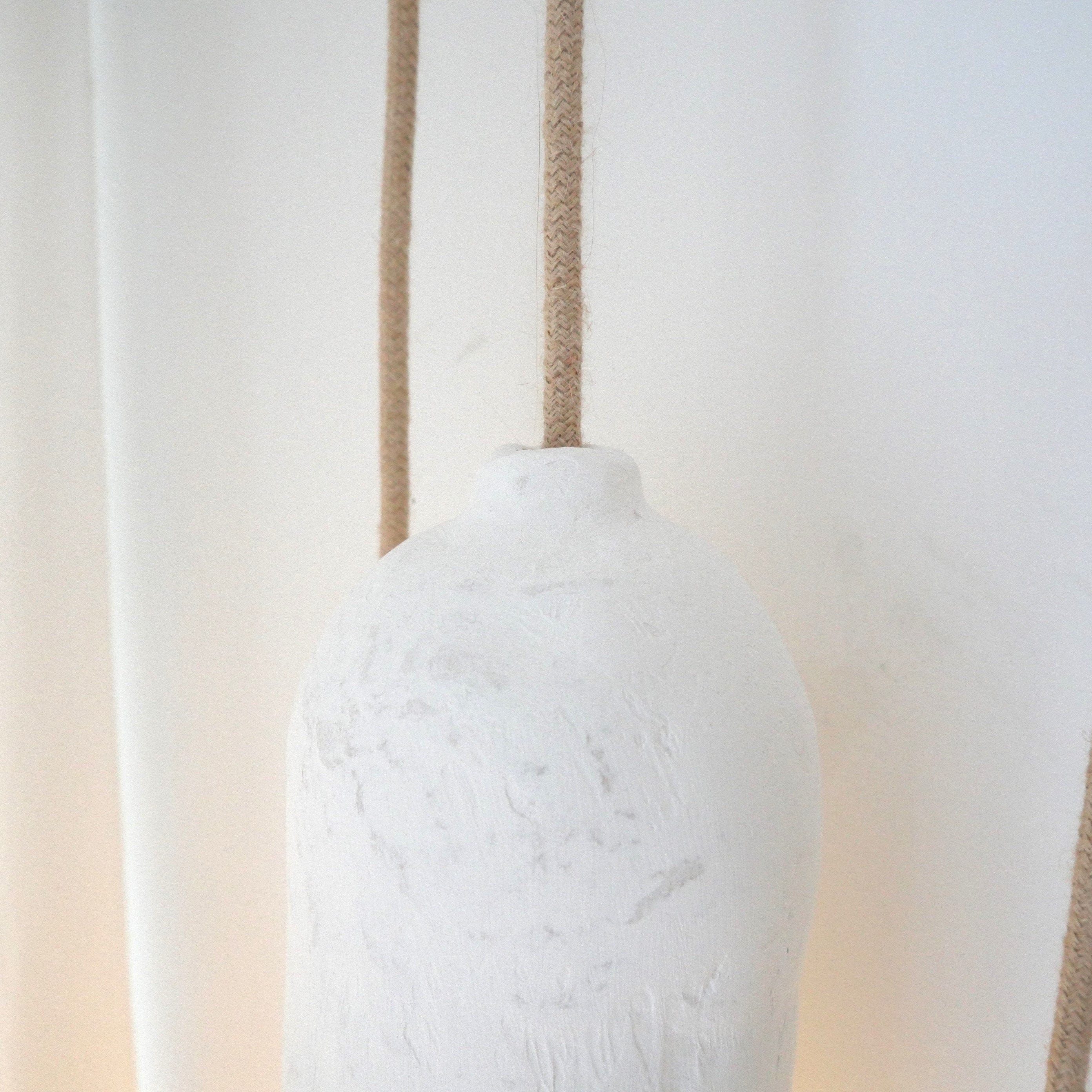 Handmade Japanese Style Minimalist Paper Mache Wall Lamp – Elegant White Plastered Design with Mounting Fixture