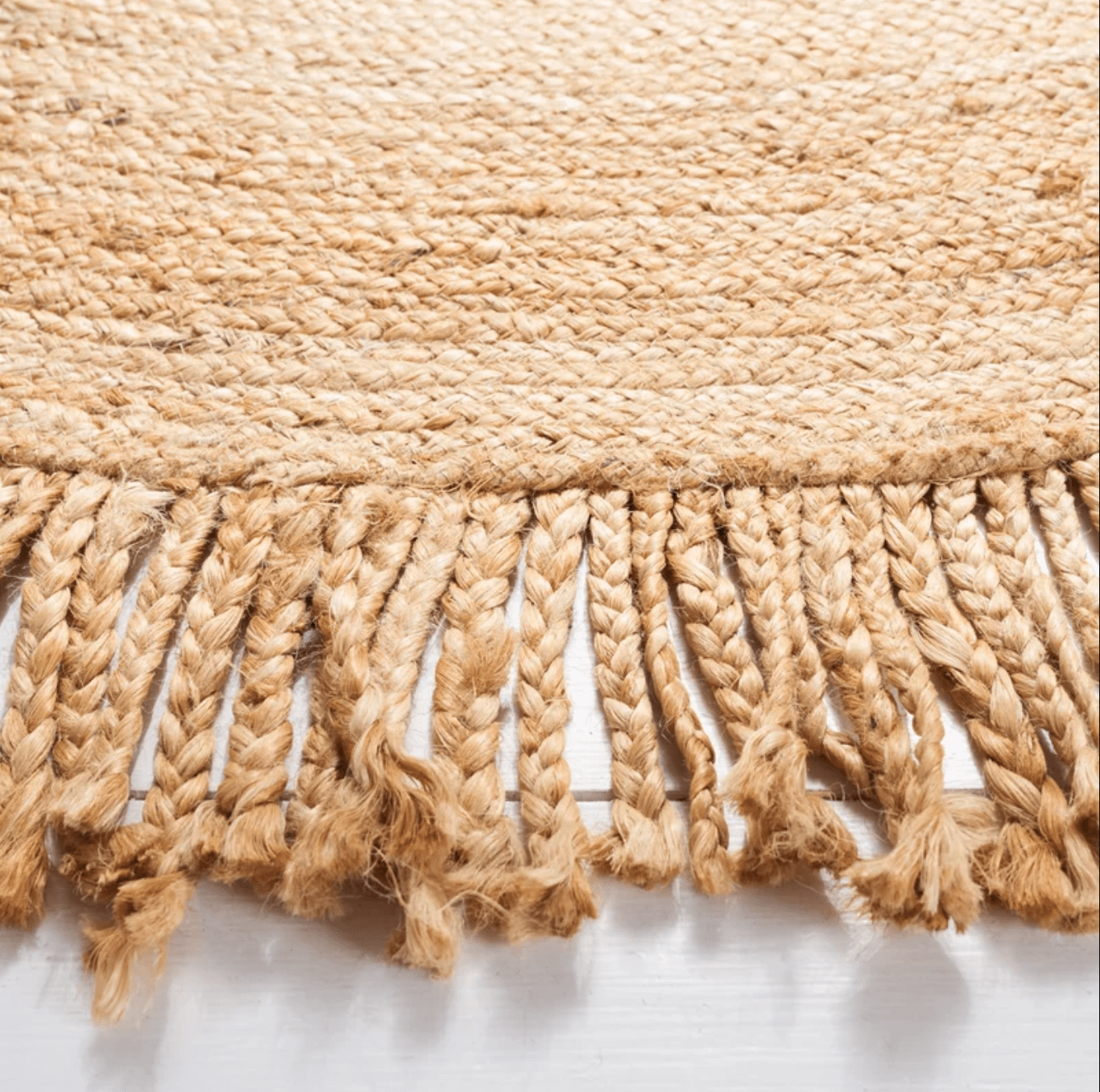 Handmade Jute and Sisal Area Rug - Thin Pile, Fringe/Tassel, Floor Heating Safe - Natural Elegance for High-Traffic Spaces