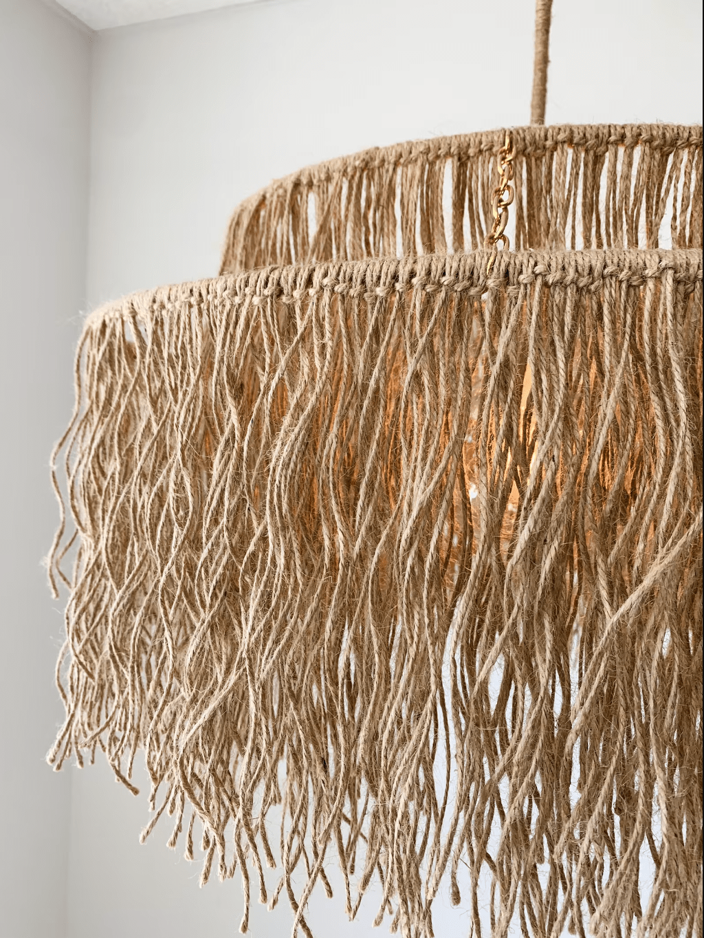 Handmade Jute Fringe Chandelier for Boho Decor: Enhance Your Space Naturally