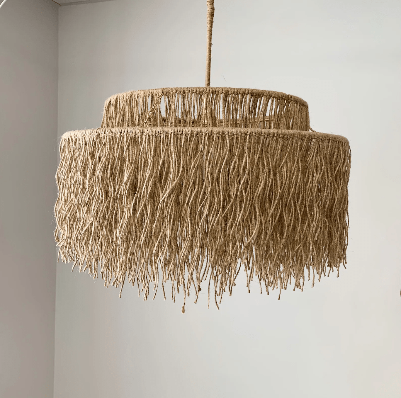 Handmade Jute Fringe Chandelier for Boho Decor: Enhance Your Space Naturally