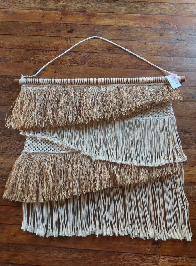 Handmade Raffia Macrame Wall Hanging – Woven Tapestry, Modern Boho Headboard, Natural Seagrass, 108cm x 87cm