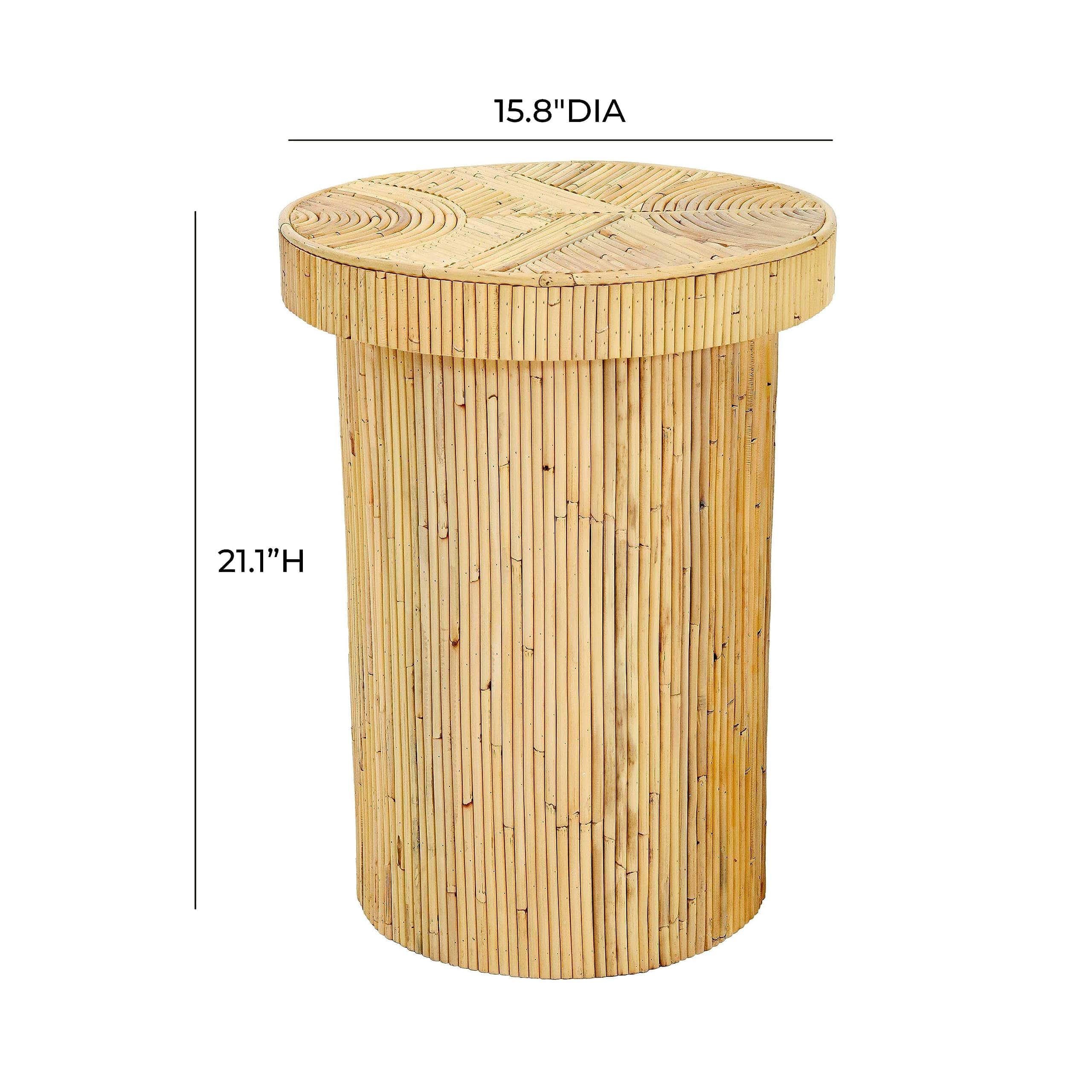 Handmade Rattan Side Table - Rustic Boho-Chic Design, Fully Assembled