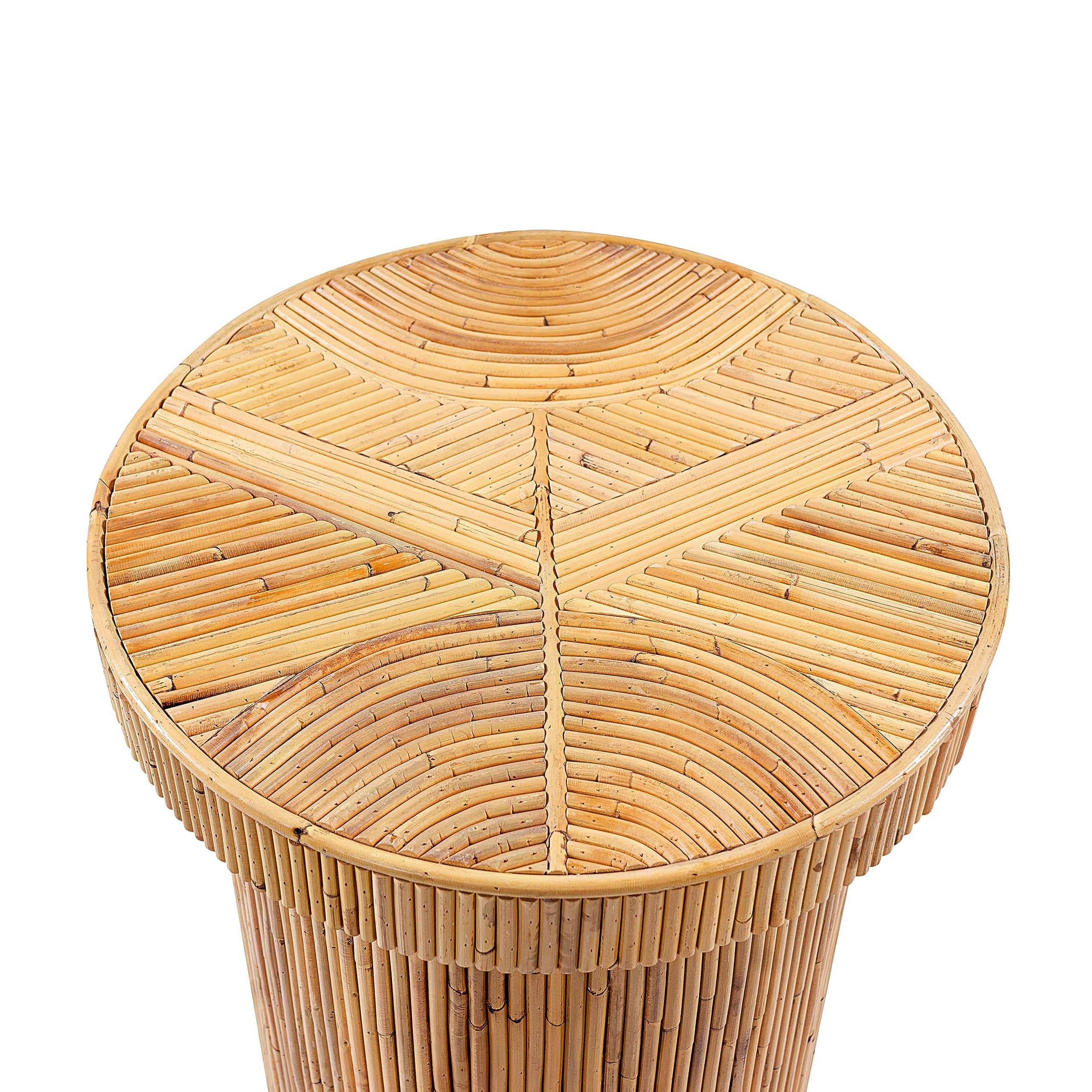 Handmade Rattan Side Table - Rustic Boho-Chic Design, Fully Assembled