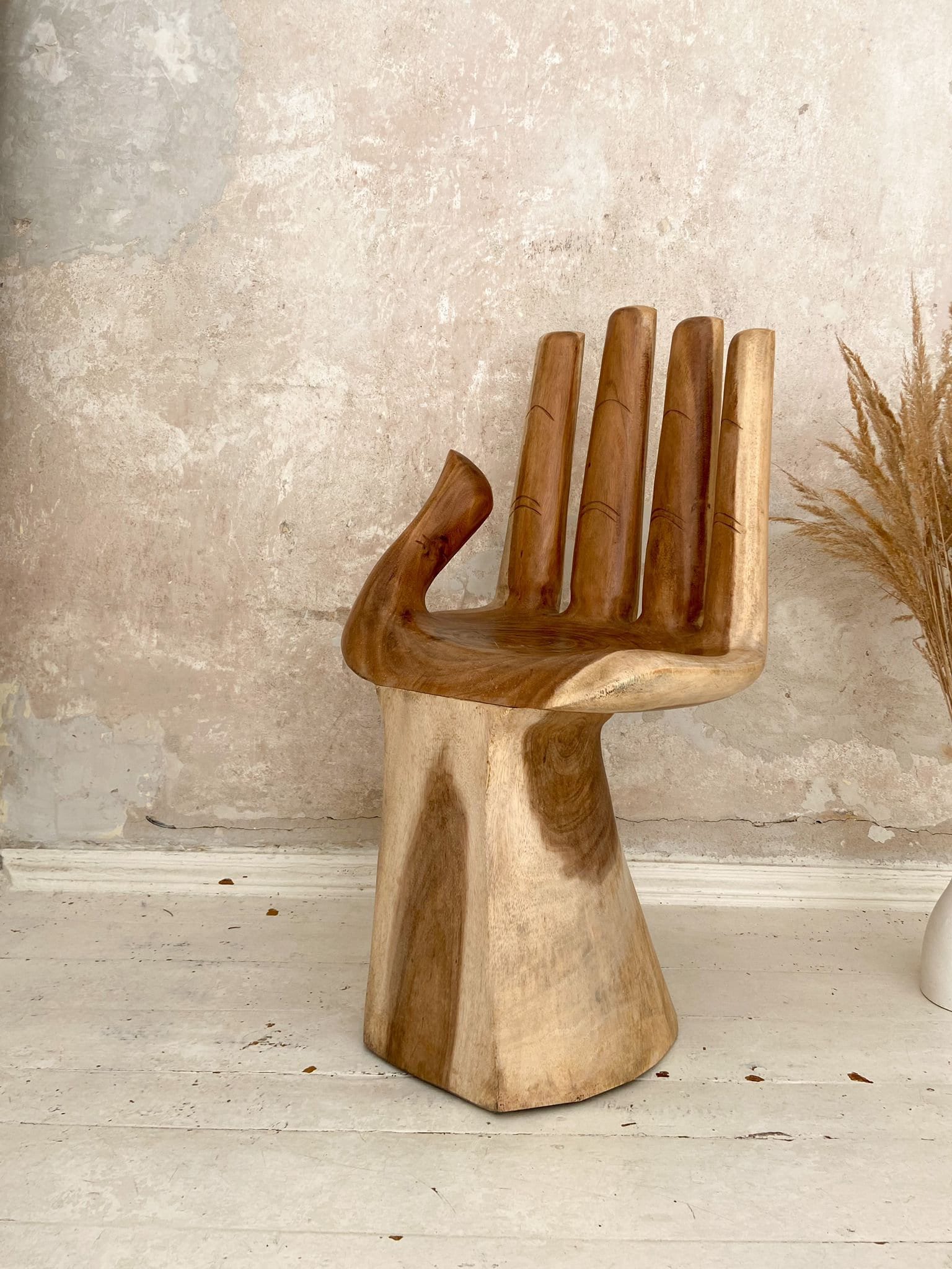 Handmade Suar Wood Hand Chair – Unique Boho Style Accent from Bali