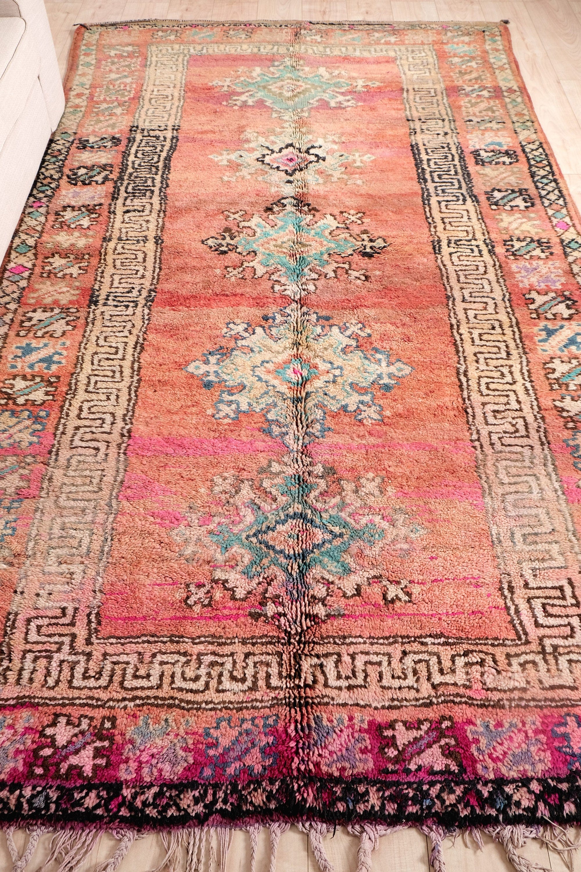 Handmade Vintage Moroccan Wool Rug - Authentic Berber Carpet with Intricate Designs, 5.7 x 10.4 ft.