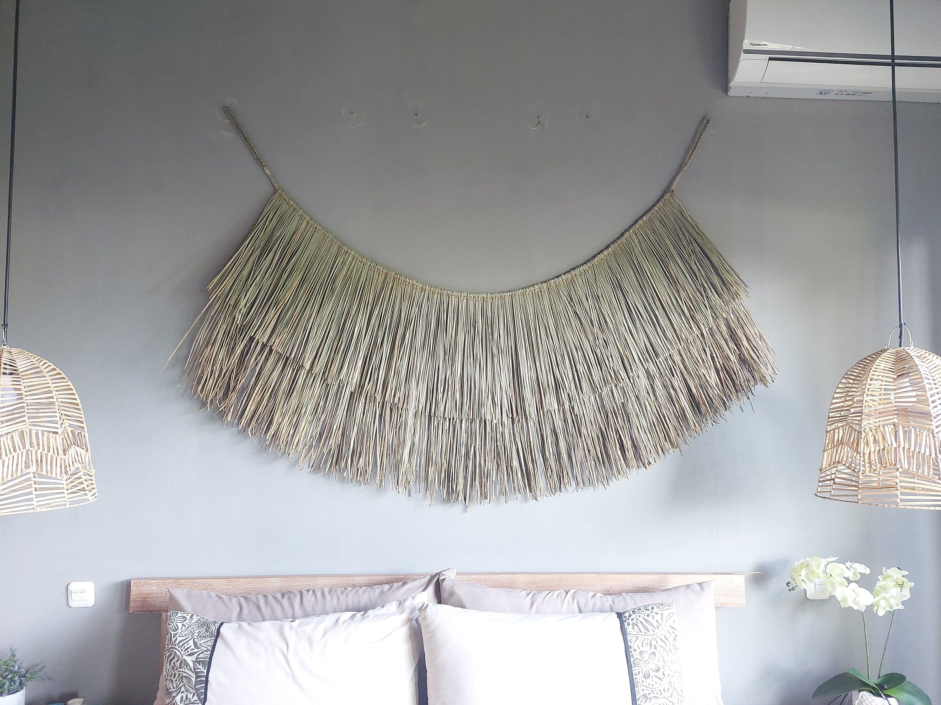 Handwoven Mendong Grass Wall Decor – Extra-Large Boho Bedroom Wall Art