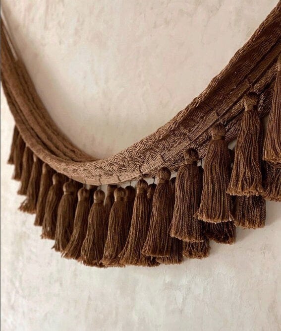 Handwoven Mexican Boho Hammock – Fringed Cotton Swing for Two