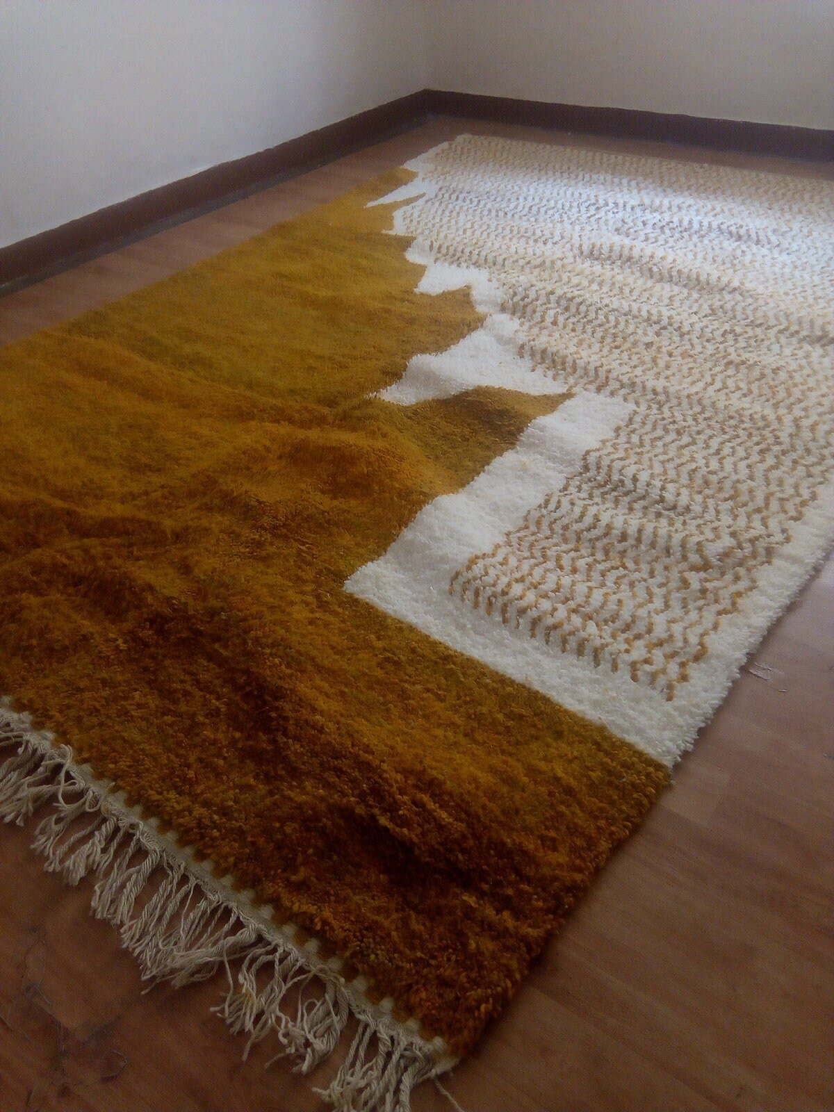 Handwoven Moroccan Berber Rug, Beni Ourain Style with Brown and Camel Patterns