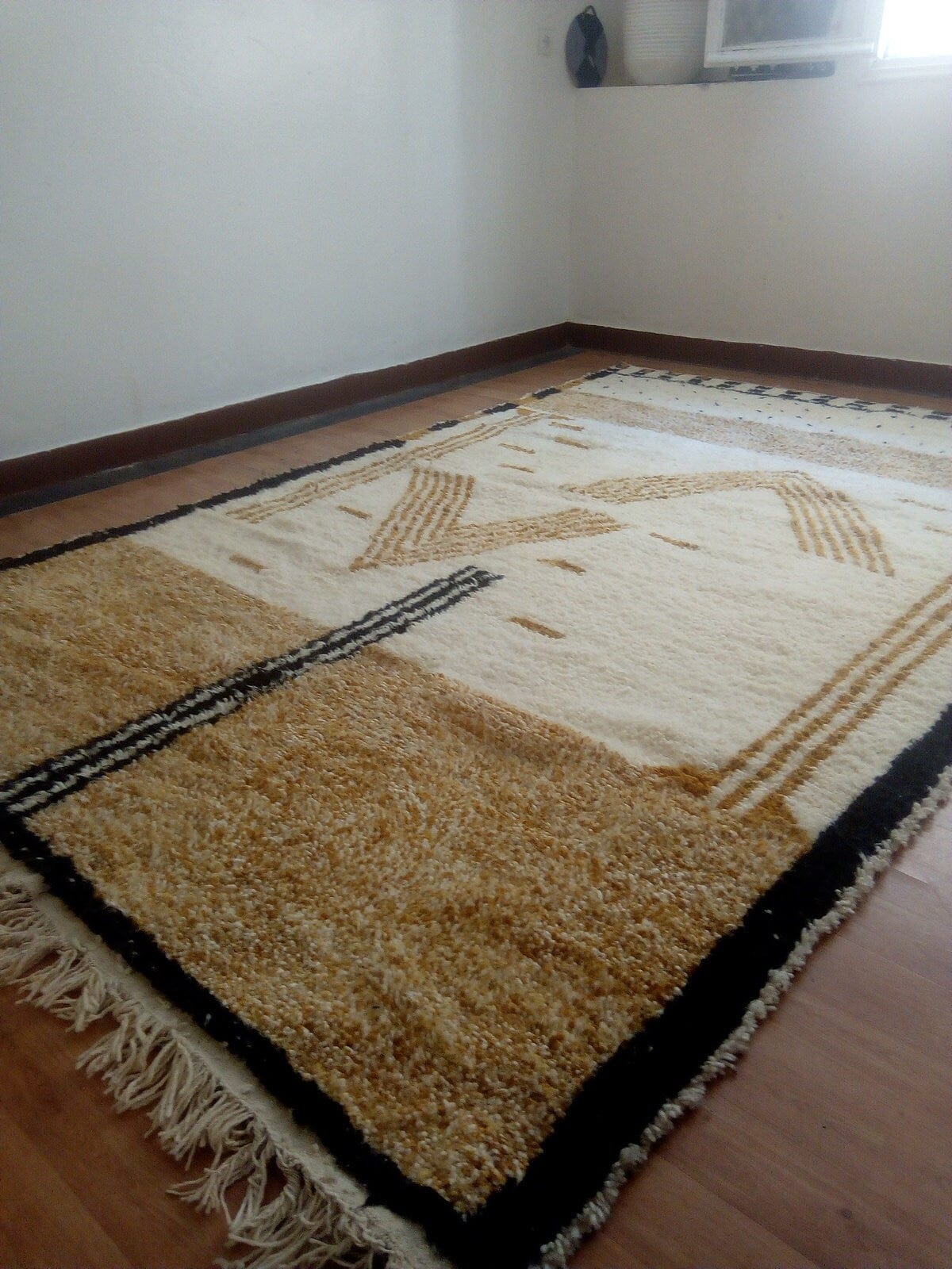 Handwoven Moroccan Berber Rug, Beni Ourain Style with Brown Azilal Patterns