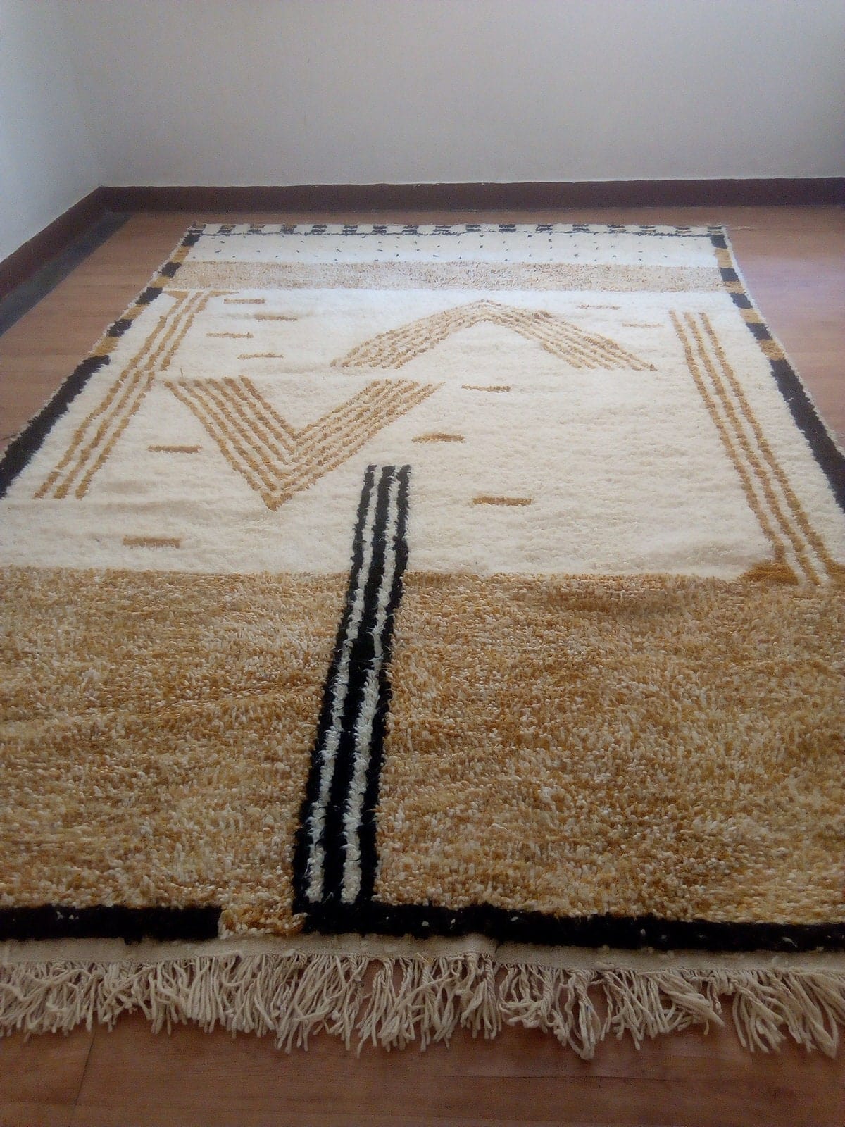 Handwoven Moroccan Berber Rug, Beni Ourain Style with Brown Azilal Patterns