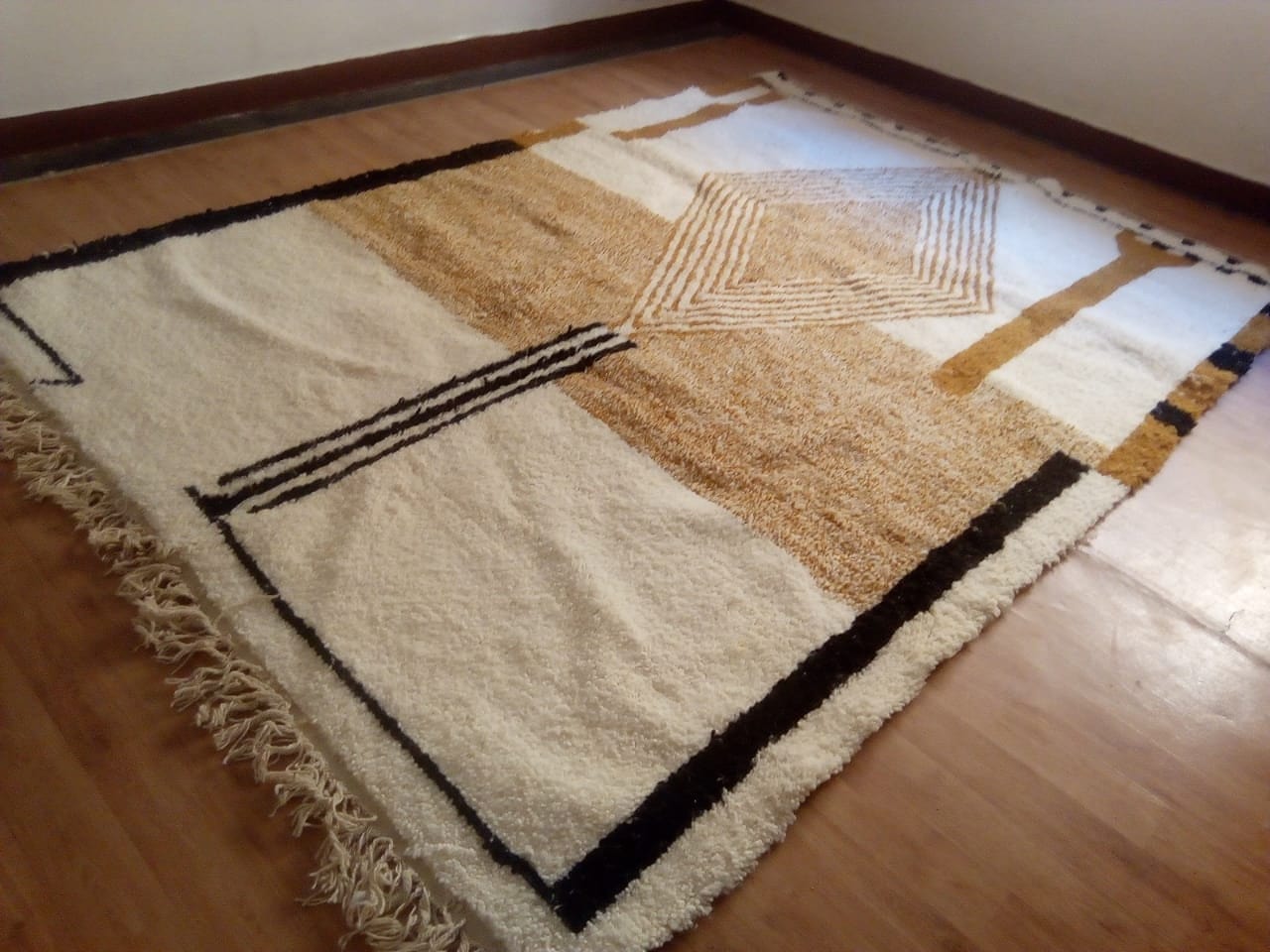 Handwoven Moroccan Wool Berber Rug, Beni Ourain Azilal Style with Brown Patterns