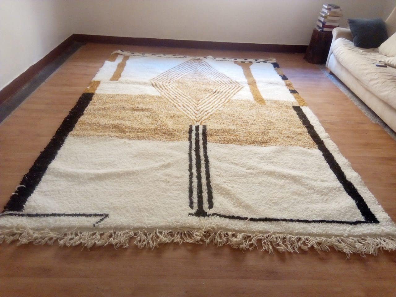 Handwoven Moroccan Wool Berber Rug, Beni Ourain Azilal Style with Brown Patterns