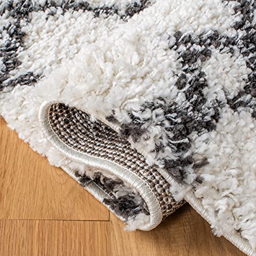 Ivory & Black Moroccan Shag Area Rug , Non-Shedding, , Ideal for High Traffic Areas, Easy Maintenance