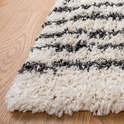 Ivory & Black Moroccan Shag Area Rug , Non-Shedding, , Ideal for High Traffic Areas, Easy Maintenance