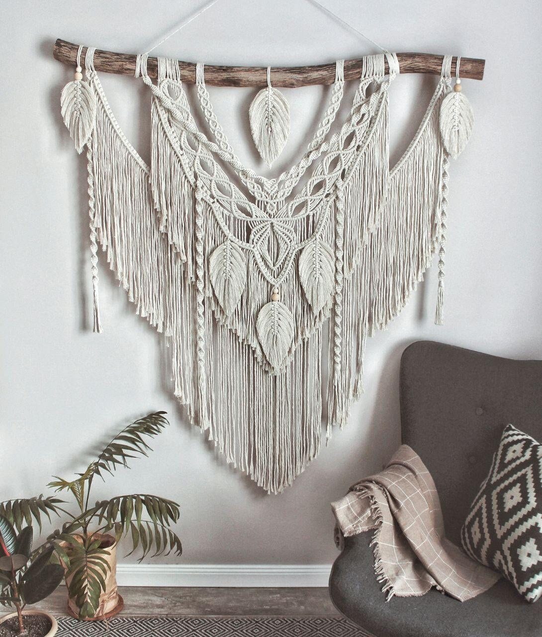 Large Macrame Wall Hanging – Boho Wedding Backdrop, Tapestry Wall Art, Eco-Friendly Cotton and Wood