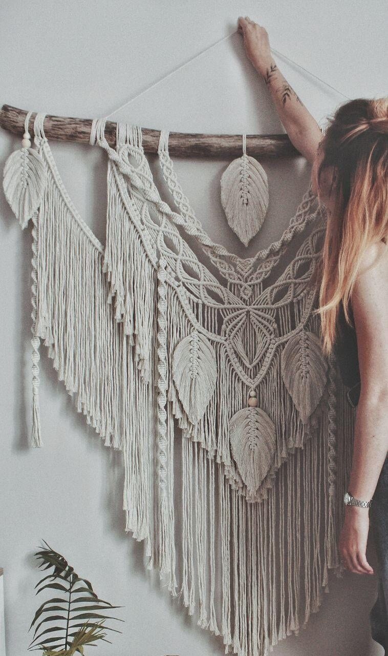 Large Macrame Wall Hanging – Boho Wedding Backdrop, Tapestry Wall Art, Eco-Friendly Cotton and Wood