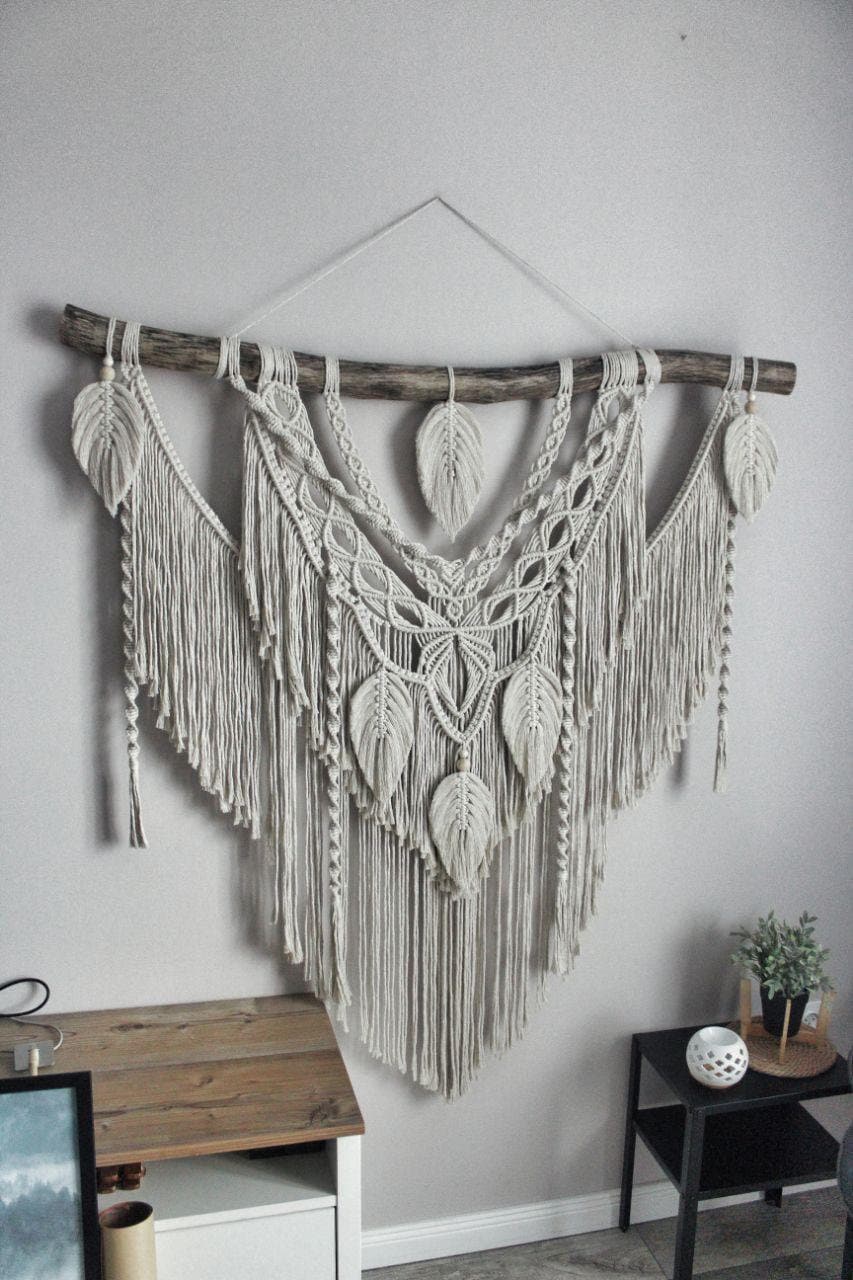 Large Macrame Wall Hanging – Boho Wedding Backdrop, Tapestry Wall Art, Eco-Friendly Cotton and Wood