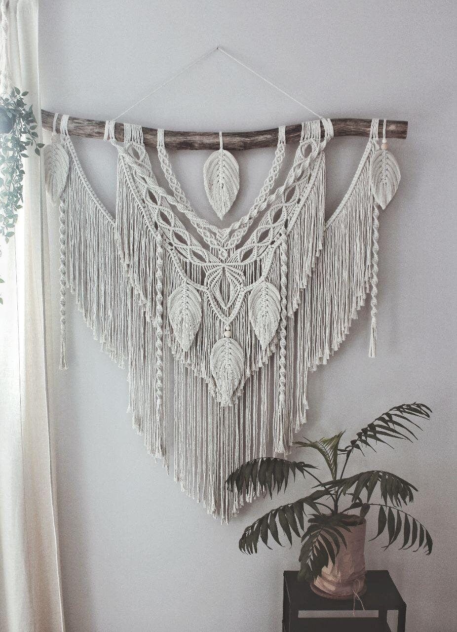 Large Macrame Wall Hanging – Boho Wedding Backdrop, Tapestry Wall Art, Eco-Friendly Cotton and Wood