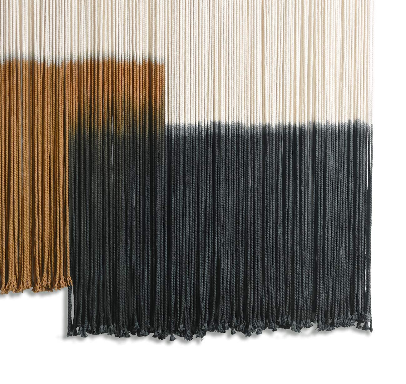 Large Macrame Wall Hanging – Dip Dye Tapestry, Boho Fiber Art, 59" W x 35" L, Brown and Black