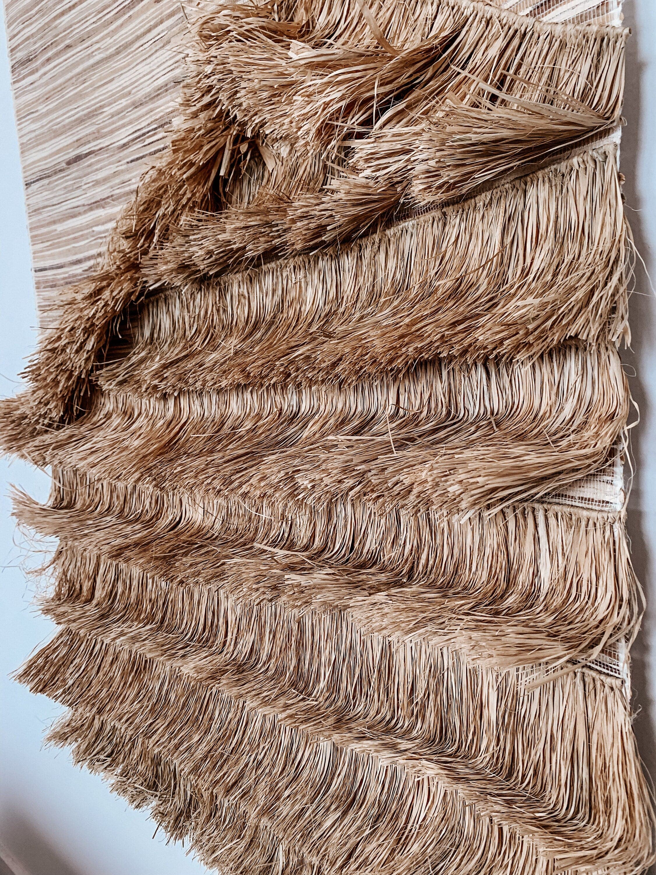 Large Natural Raffia and Seagrass Tapestry Wall Hanging – Modern Boho Decor