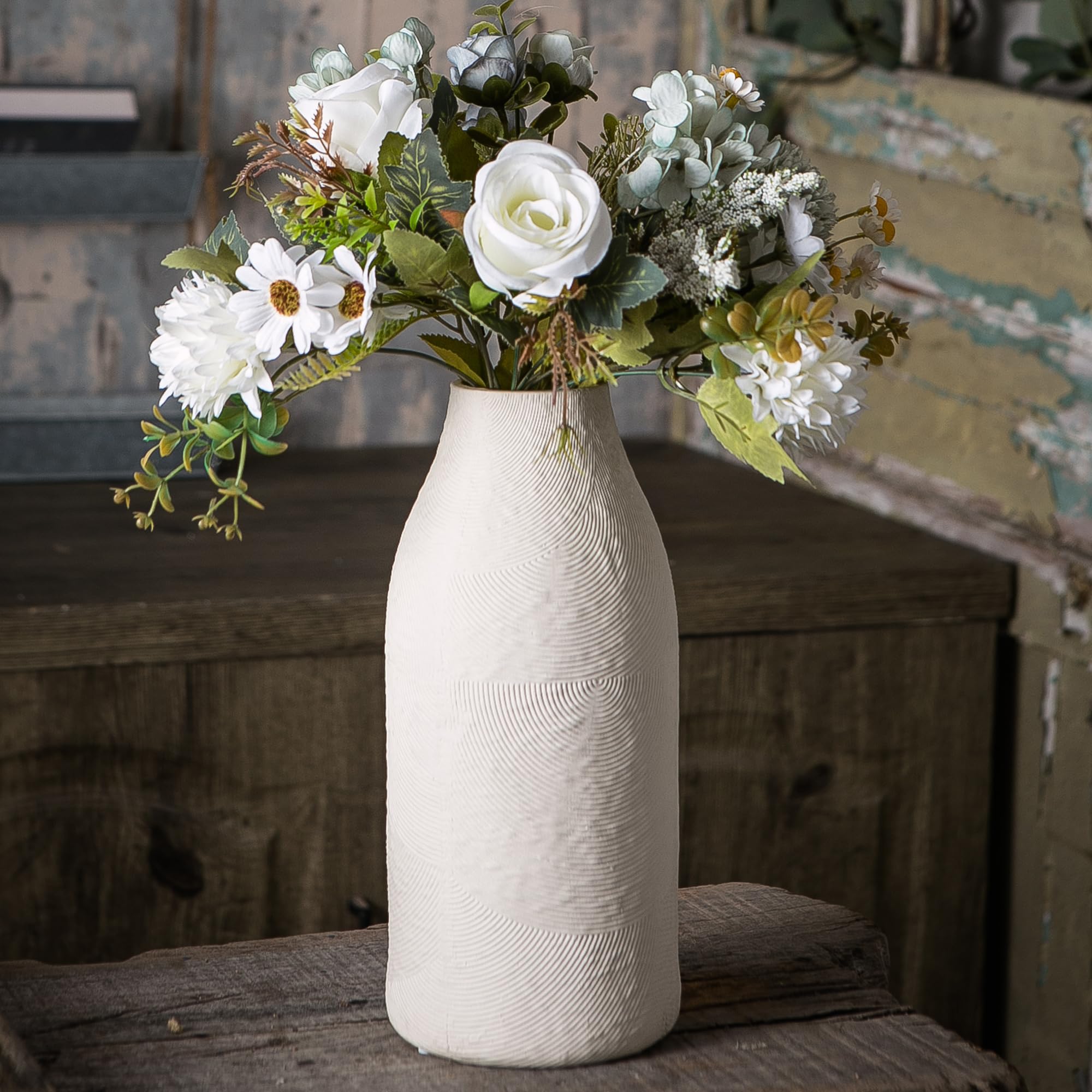 Large Textured Ceramic Vase – Perfect for Modern Farmhouse and Boho Home Decor