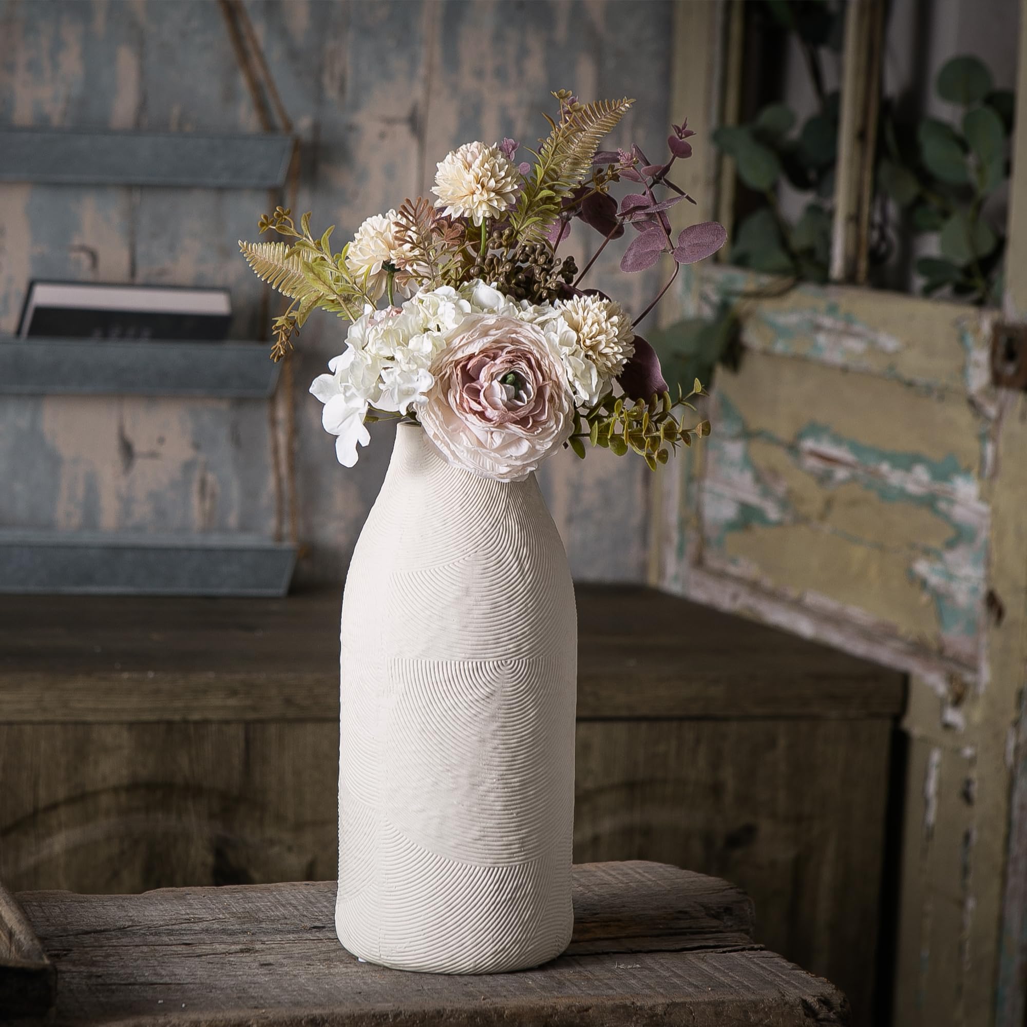 Large Textured Ceramic Vase – Perfect for Modern Farmhouse and Boho Home Decor