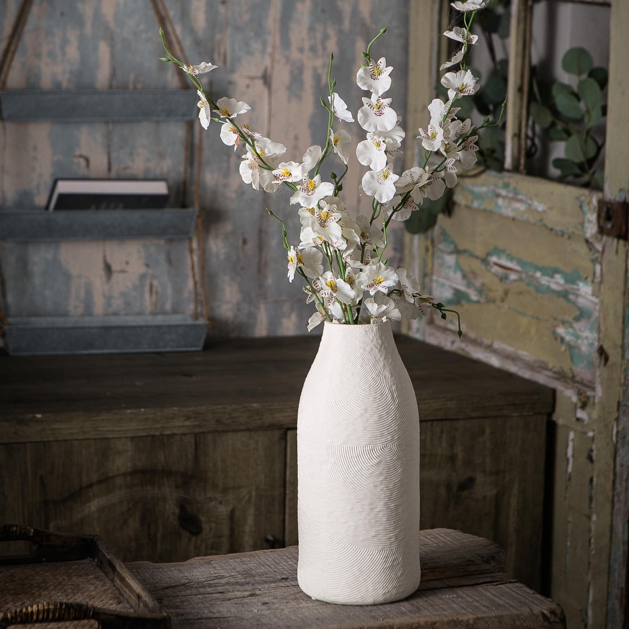 Large Textured Ceramic Vase – Perfect for Modern Farmhouse and Boho Home Decor