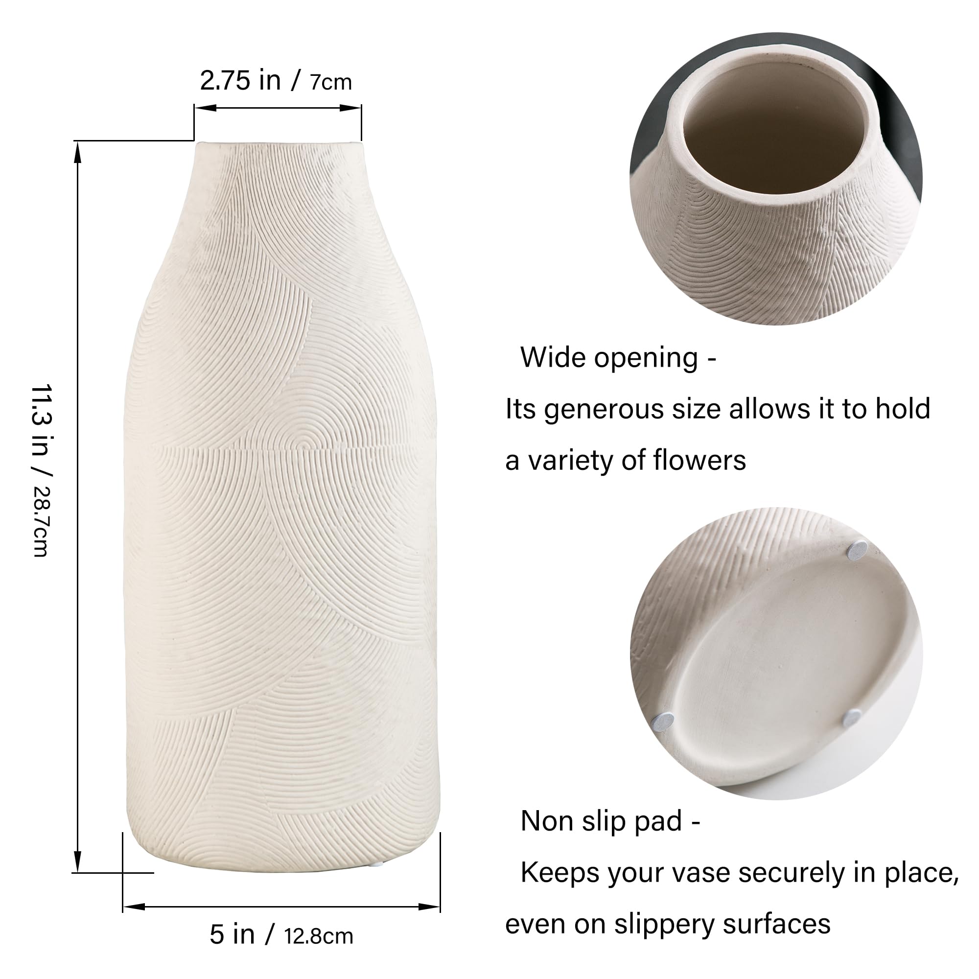 Large Textured Ceramic Vase – Perfect for Modern Farmhouse and Boho Home Decor