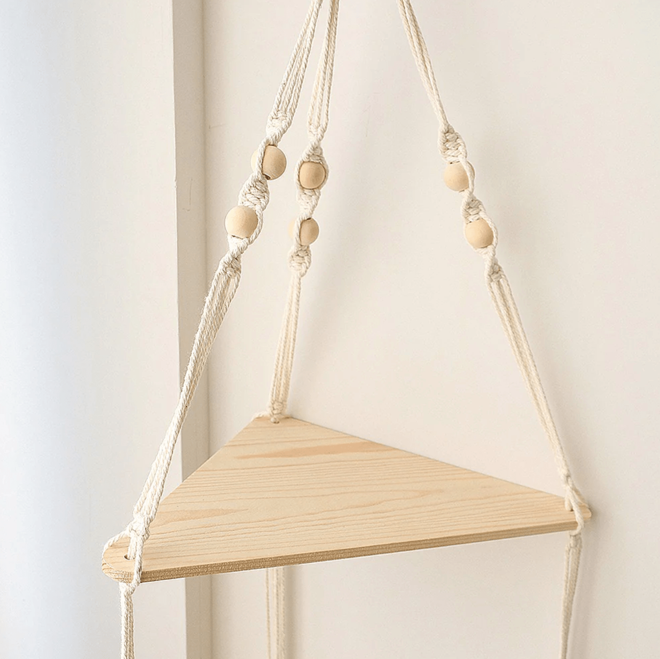 Macrame Corner Shelf: Handcrafted Hanging Storage for Home & Office Decor