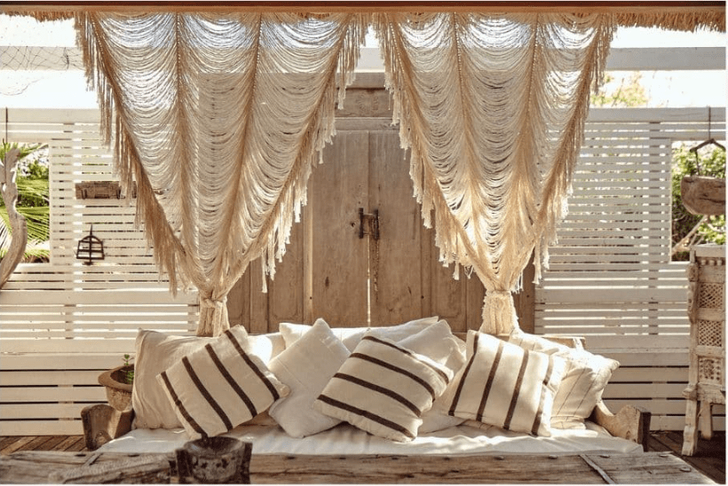 Macrame Curtain Boho Decor - Ivory, Handwoven with Fringed Window Panel, Perfect for Bedroom and Home Decor