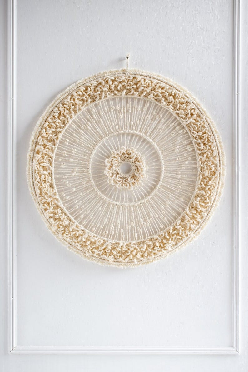 Mandala Fiber Art Round Macrame Wall Hanging | Large Circle Tapestry | Natural Jute Interior Decor | Boho Wall Art