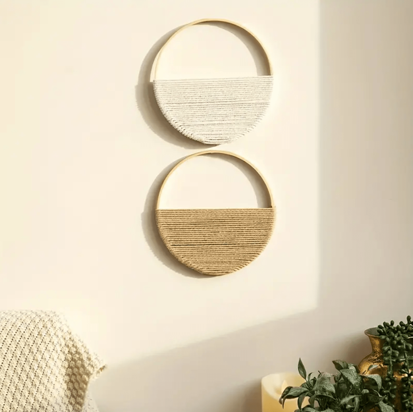 Minimalist Boho Wall Decor Set: Modern Macrame Circle Art - Perfect Abstract Gift for Home