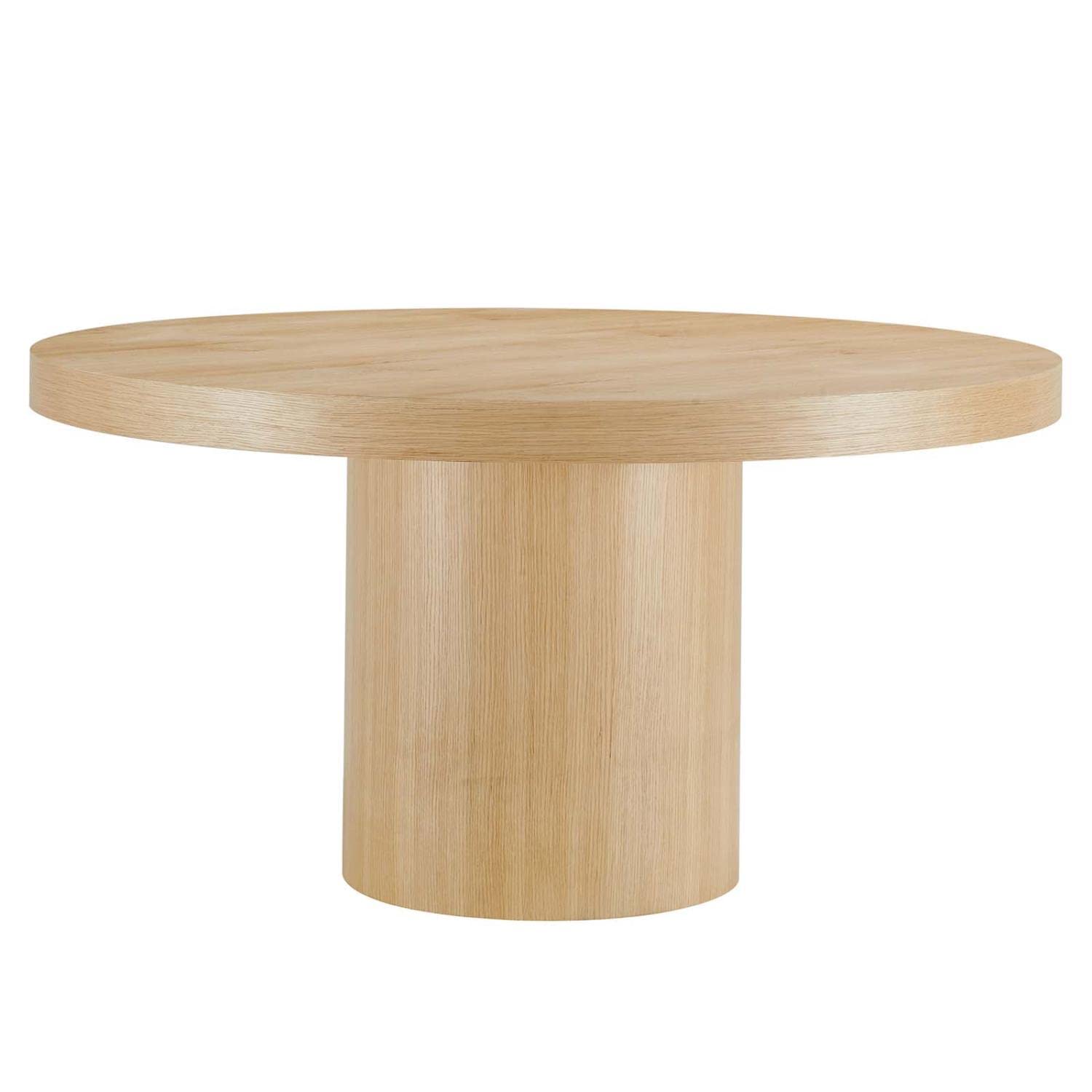 Modern 59" Round MDF Wood Dining Table – Oak Finish, Seats Up to 6, Non-Marking Foot Pads