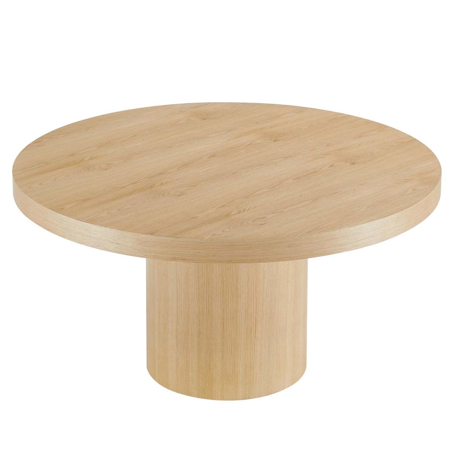 Modern 59" Round MDF Wood Dining Table – Oak Finish, Seats Up to 6, Non-Marking Foot Pads